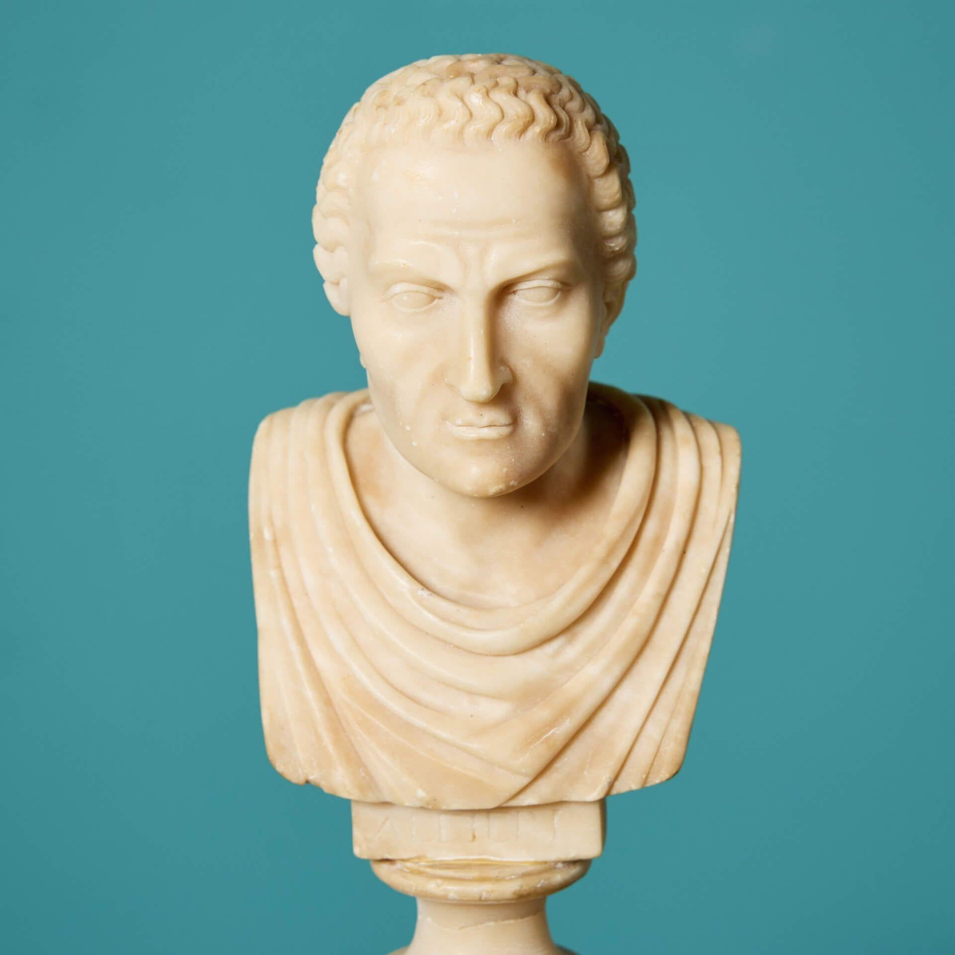 Antique Grand Tour Style Alabaster Bust of Greek God In Fair Condition For Sale In Wormelow, Herefordshire