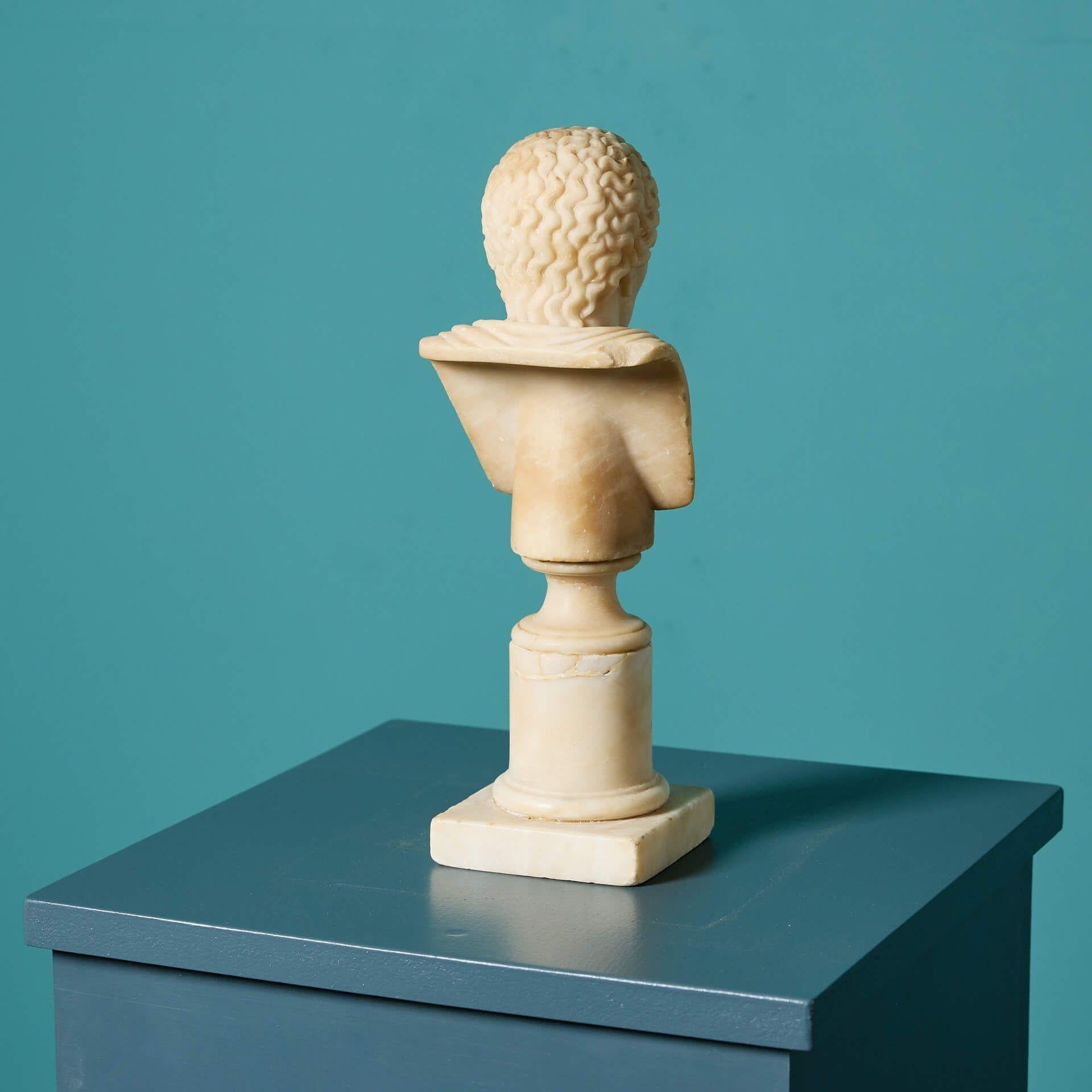 19th Century Antique Grand Tour Style Alabaster Bust of Greek God For Sale