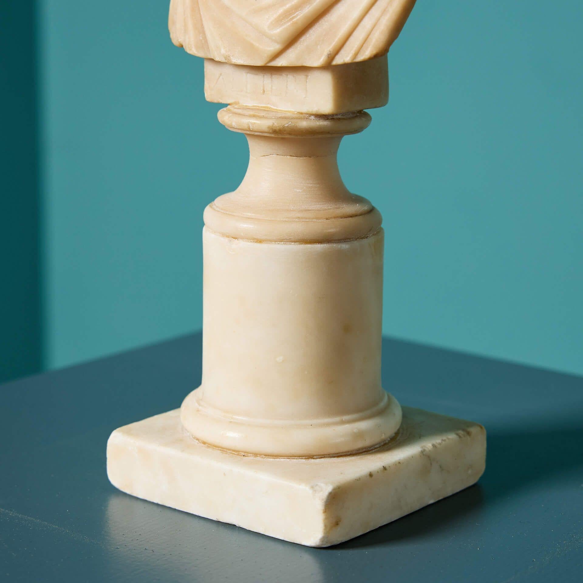 Antique Grand Tour Style Alabaster Bust of Greek God For Sale 1