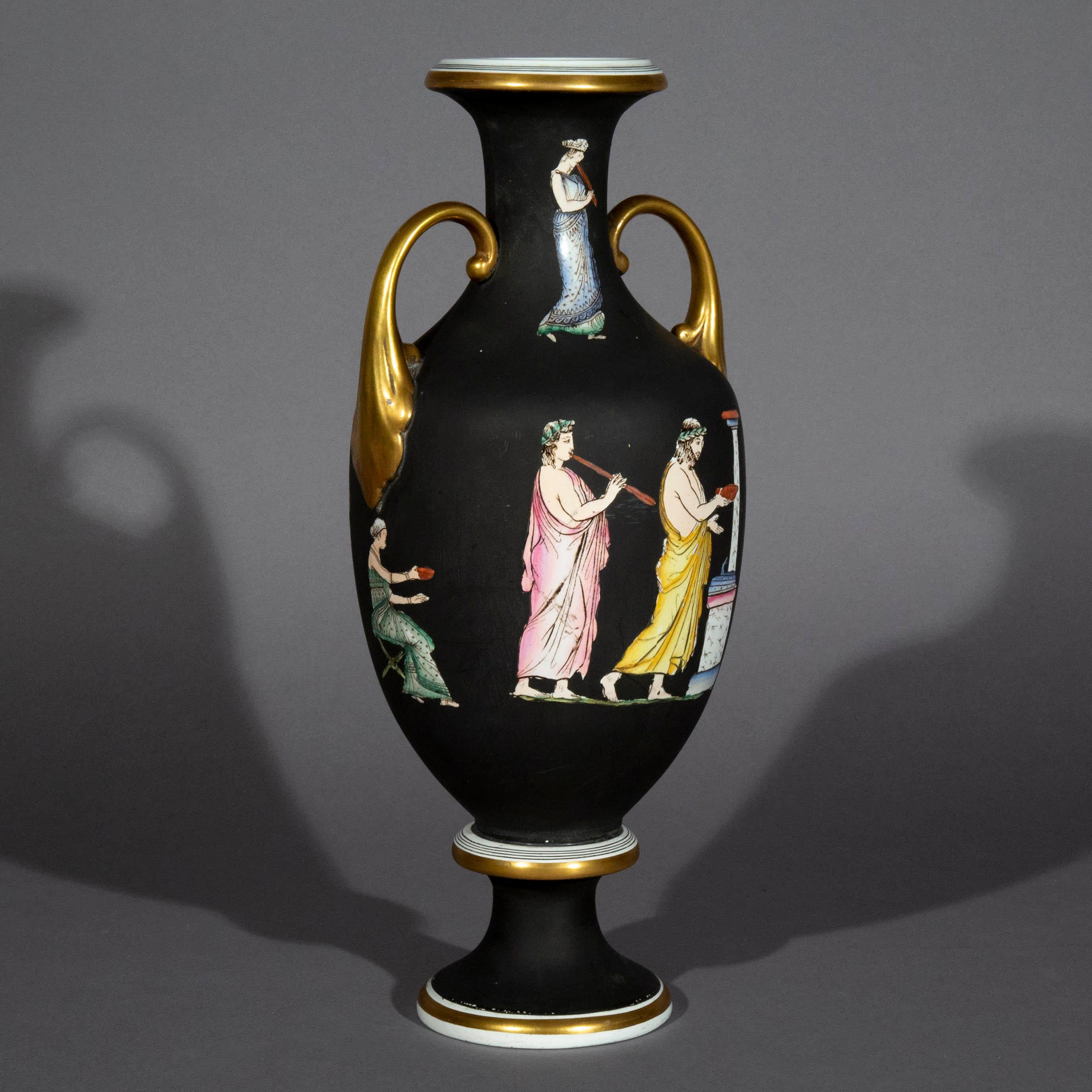 Painted Antique Grand Tour Urn Vase, Early 19th Century For Sale
