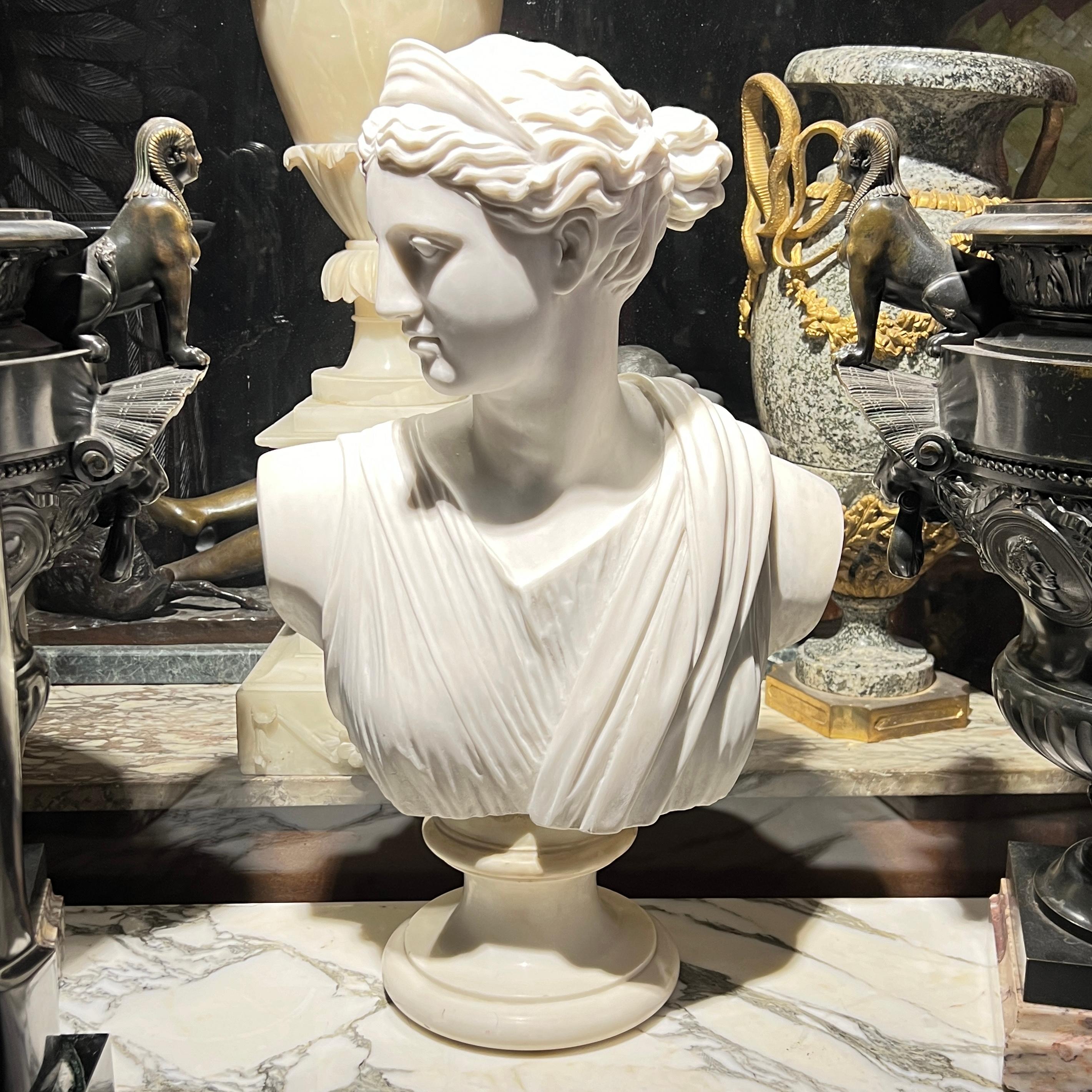 Grand Tour Antique grand tour  White Marble Bust of Diana the Huntress