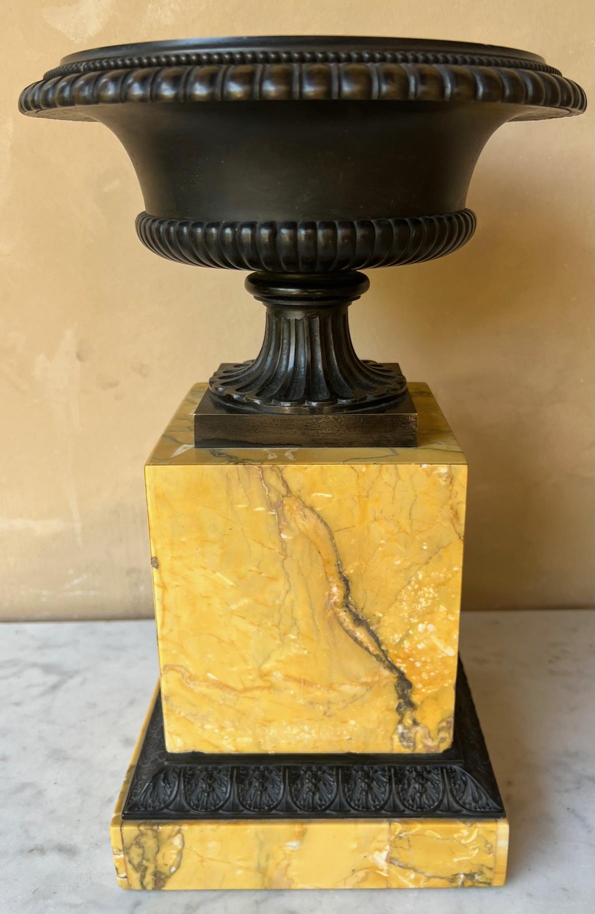 Italian Antique Grand Tour Yellow Marble and Bronze Tazza