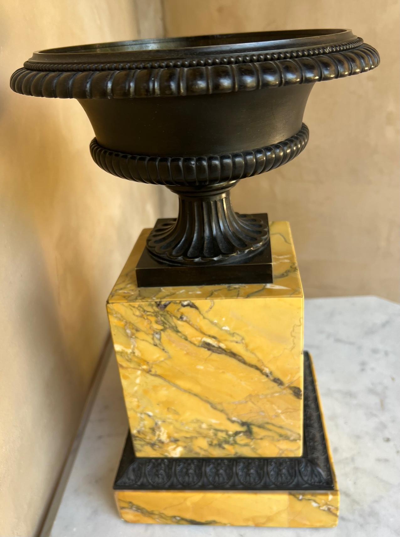 Cast Antique Grand Tour Yellow Marble and Bronze Tazza