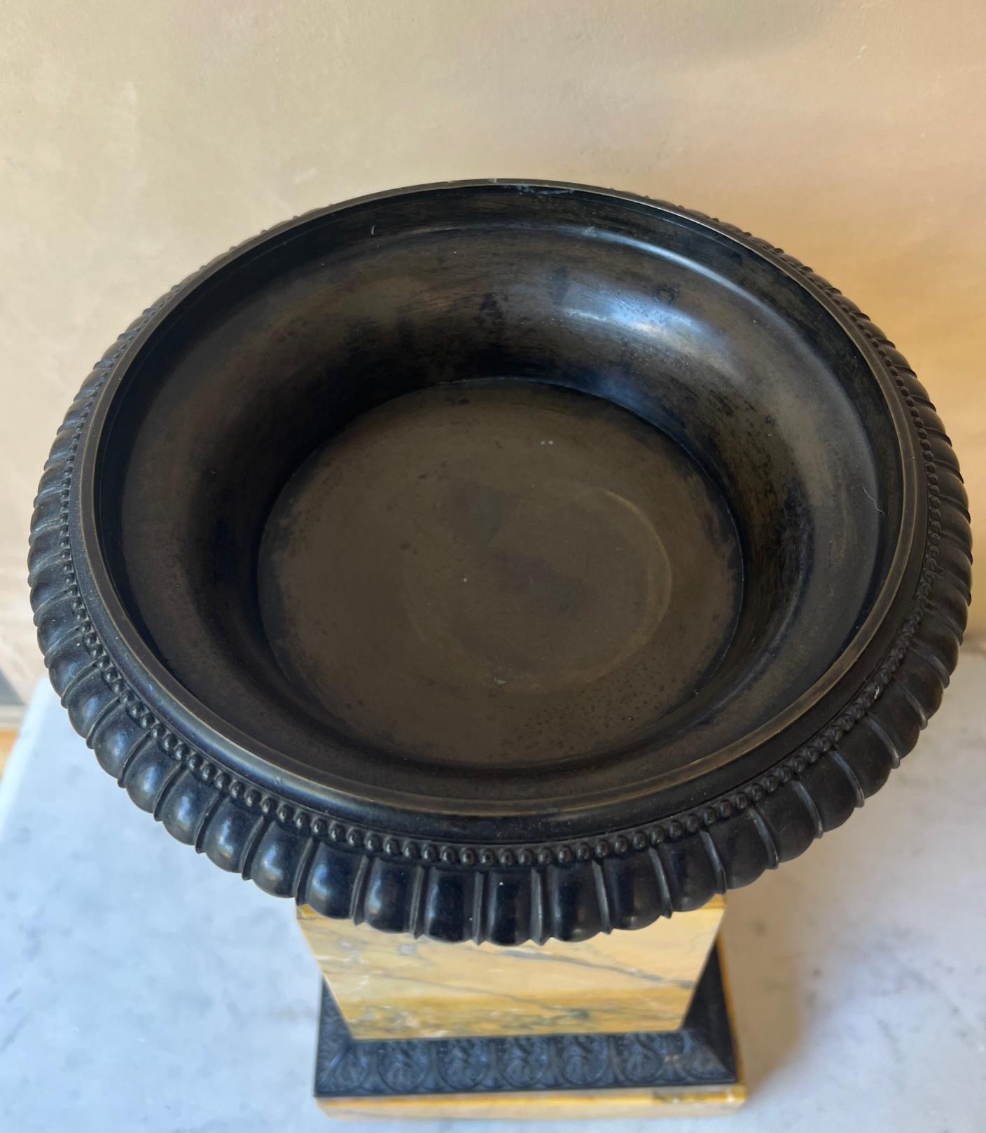 Antique Grand Tour Yellow Marble and Bronze Tazza 2