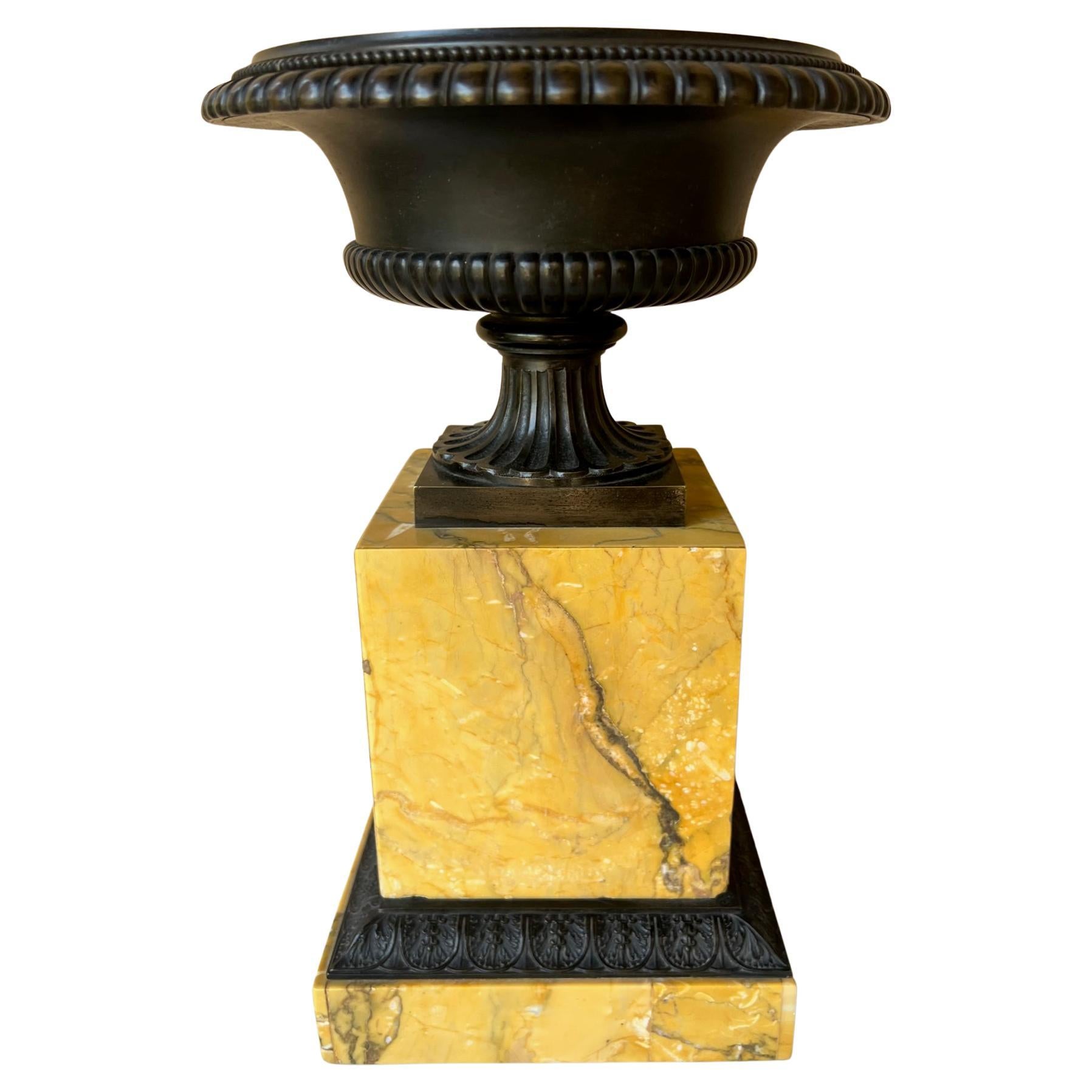 Antique Grand Tour Yellow Marble and Bronze Tazza