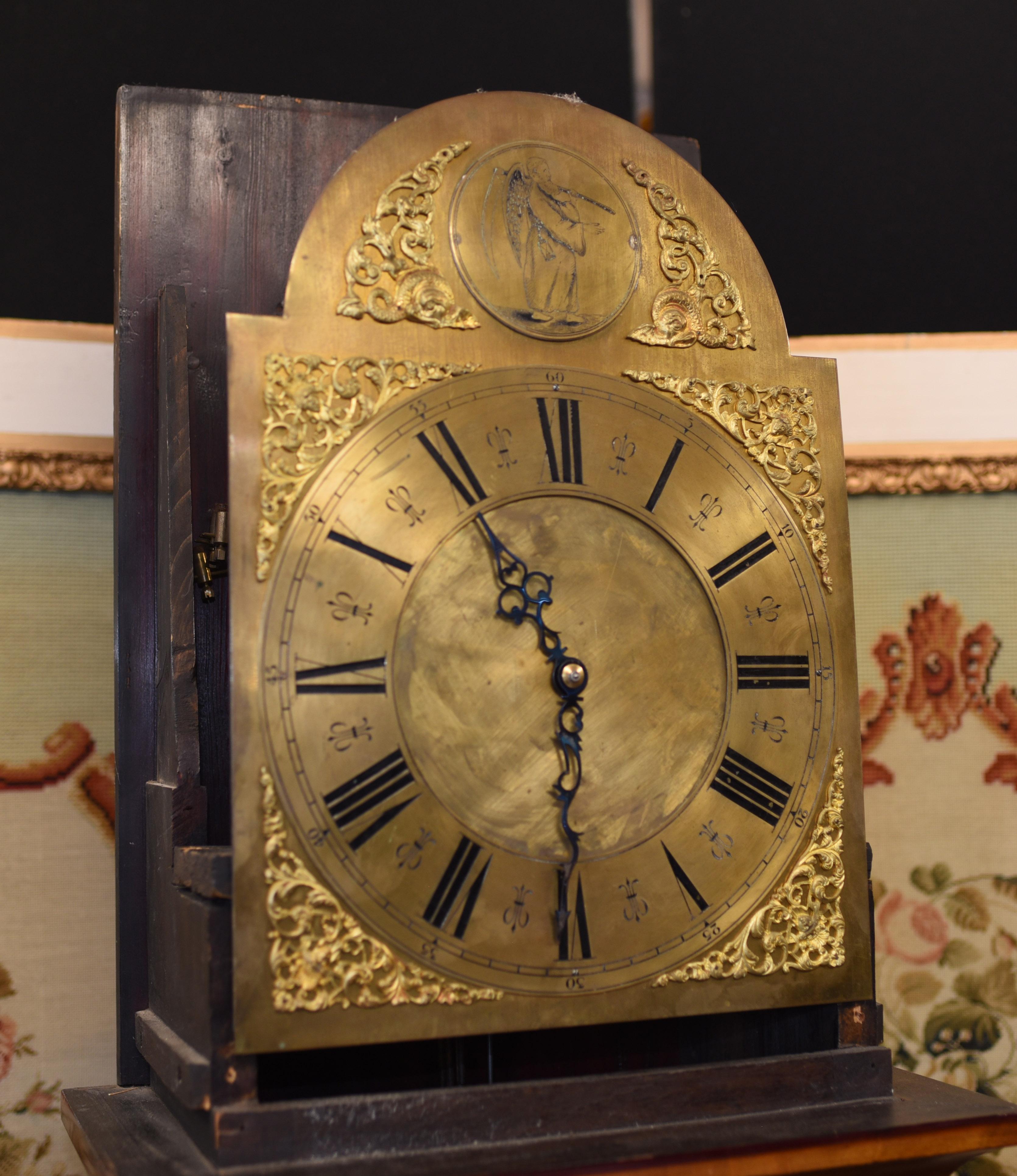Antique Grandfather Clock 1910, Edwardian Brass Face 1
