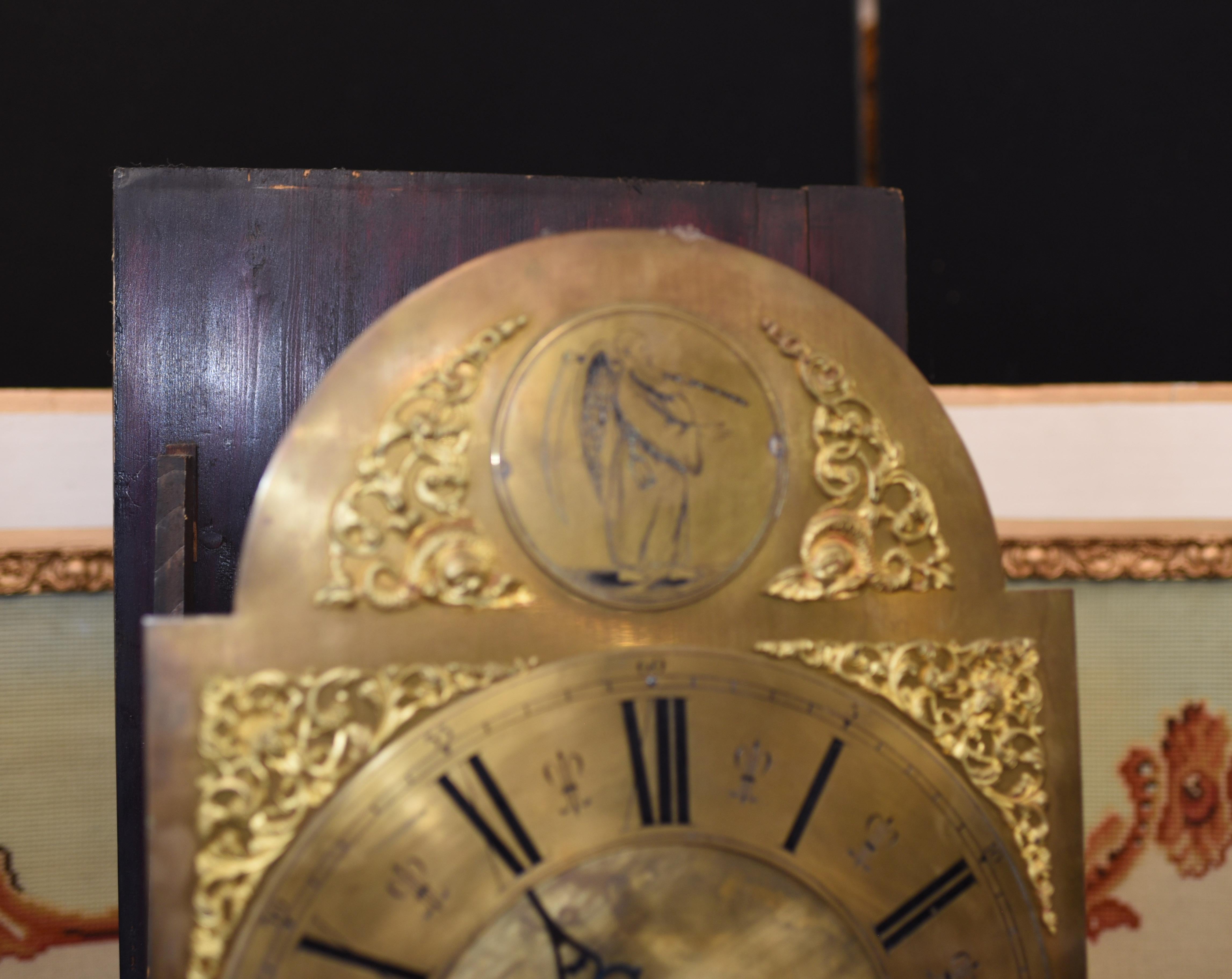 Antique Grandfather Clock 1910, Edwardian Brass Face 3