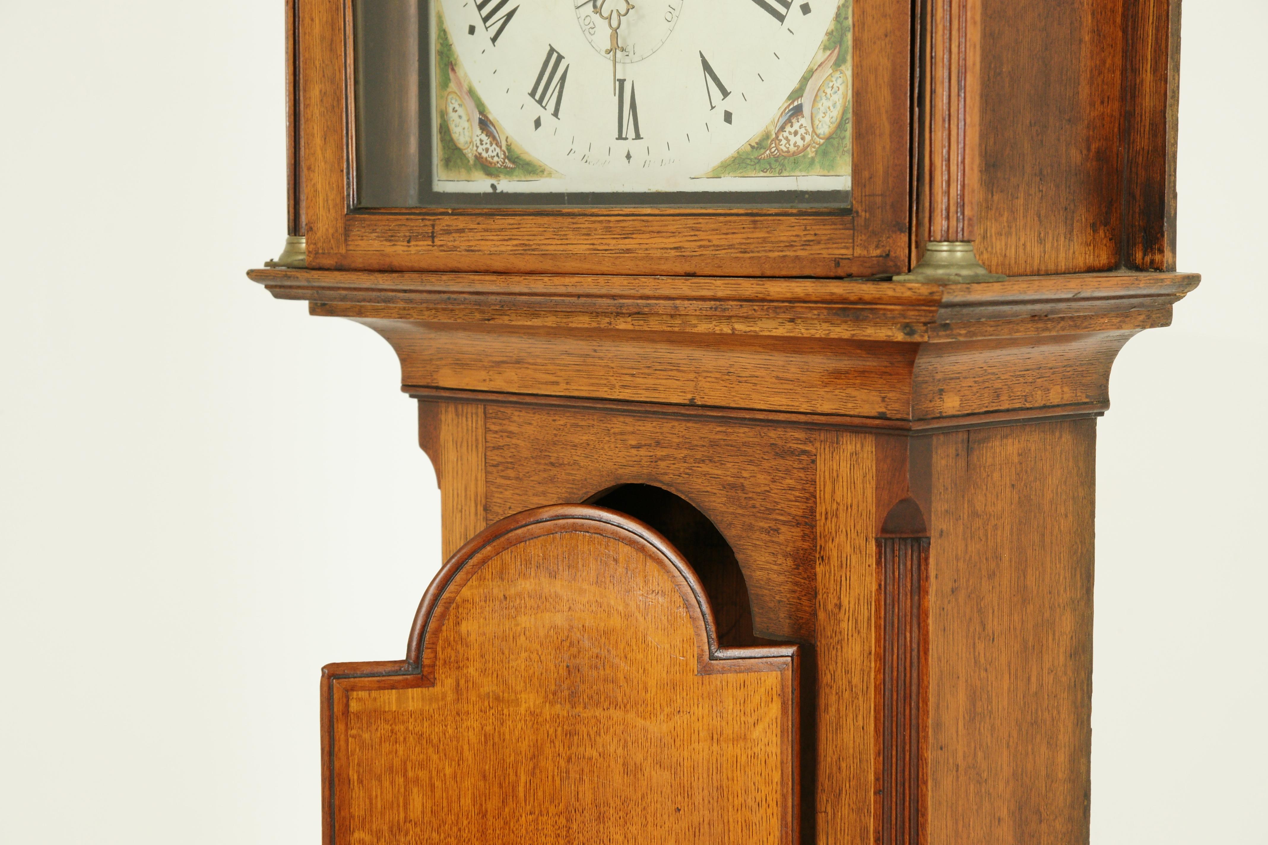 Victorian Antique Grandfather Clock, Long Case Clock, Oak and Walnut, England, 1870, B1536