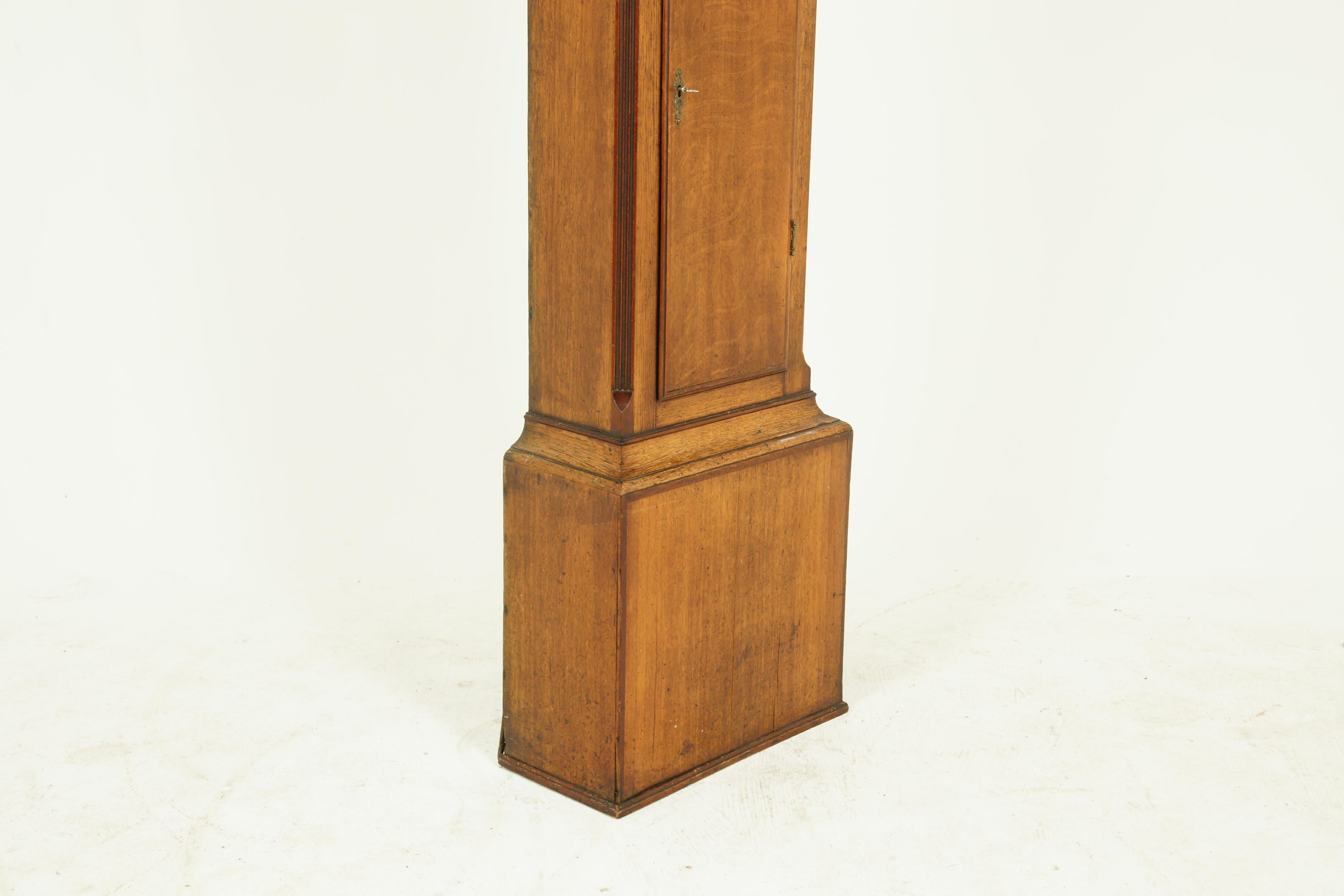 Late 19th Century Antique Grandfather Clock, Long Case Clock, Oak and Walnut, England, 1870, B1536