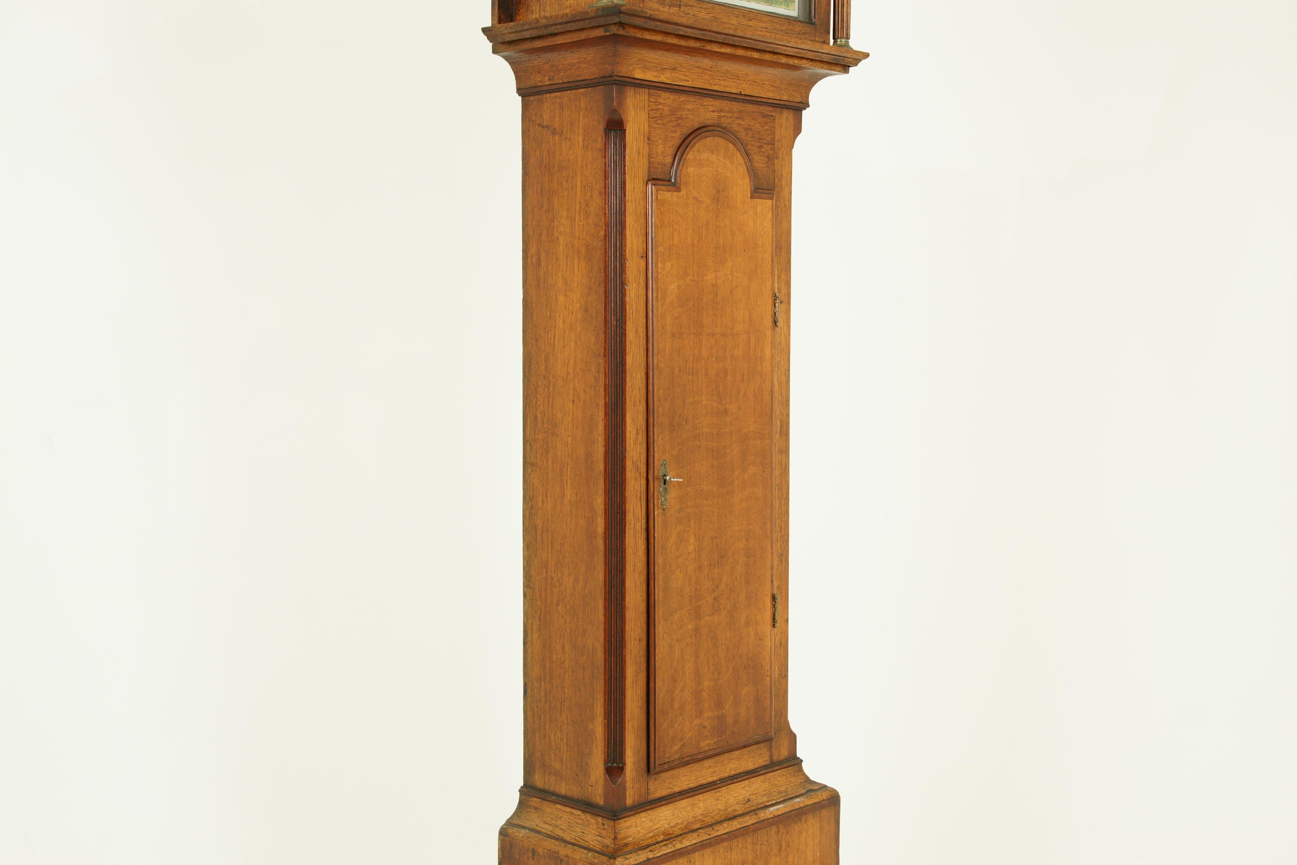 Antique Grandfather Clock, Long Case Clock, Oak and Walnut, England, 1870, B1536 1