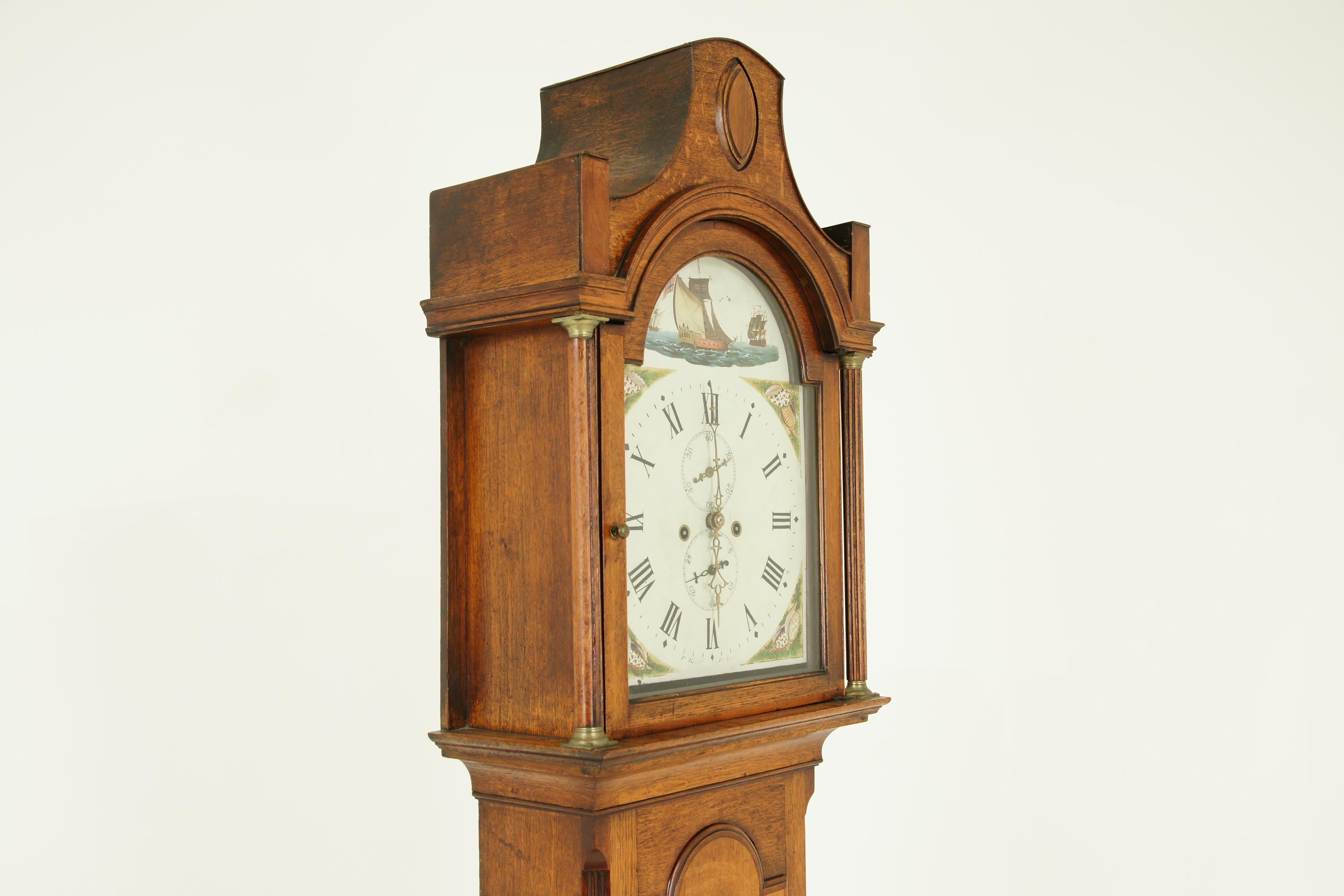 Antique Grandfather Clock, Long Case Clock, Oak and Walnut, England, 1870, B1536 2