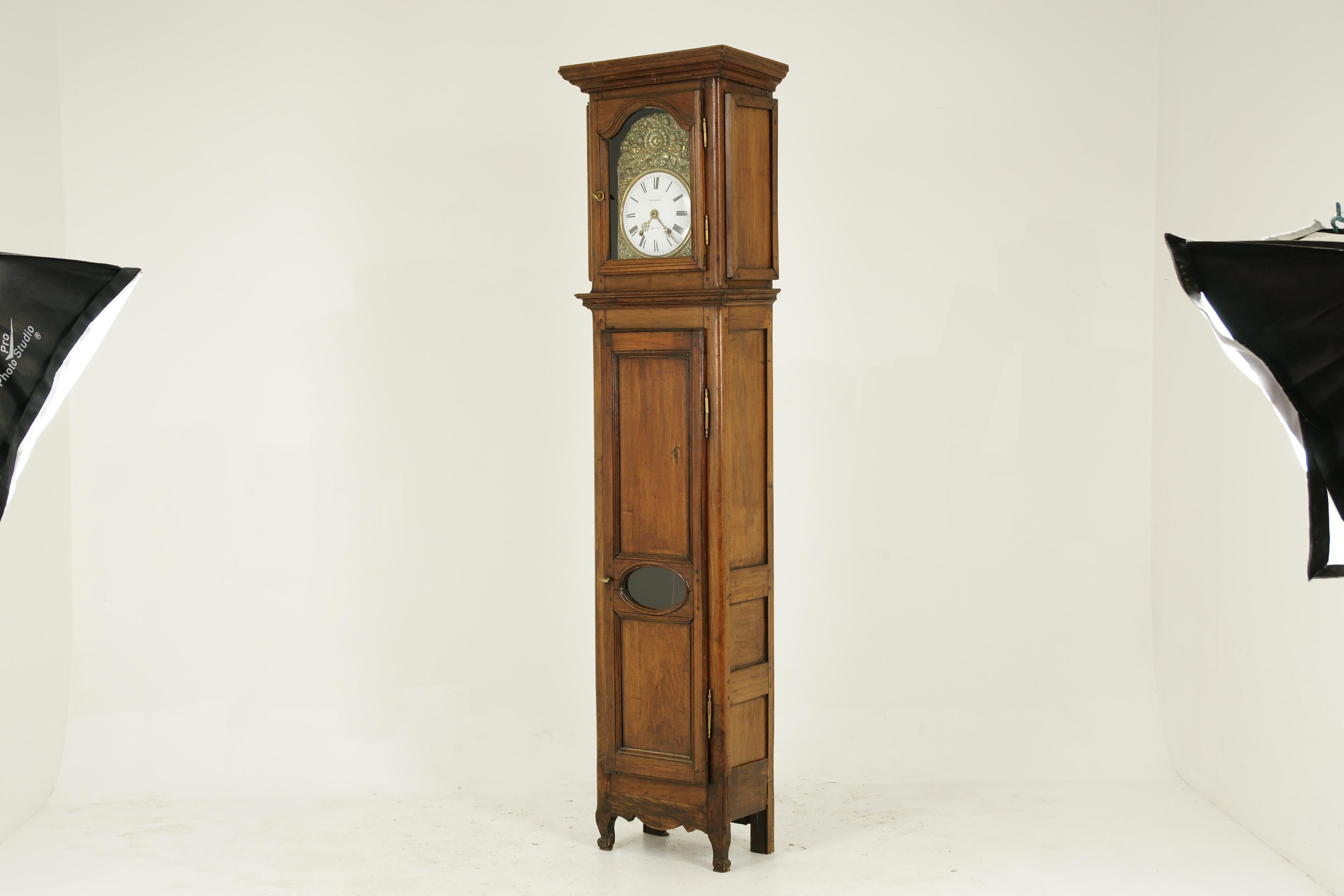 Antique Grandfather Clock, Long Case Clock, Walnut, France, 1880, B826