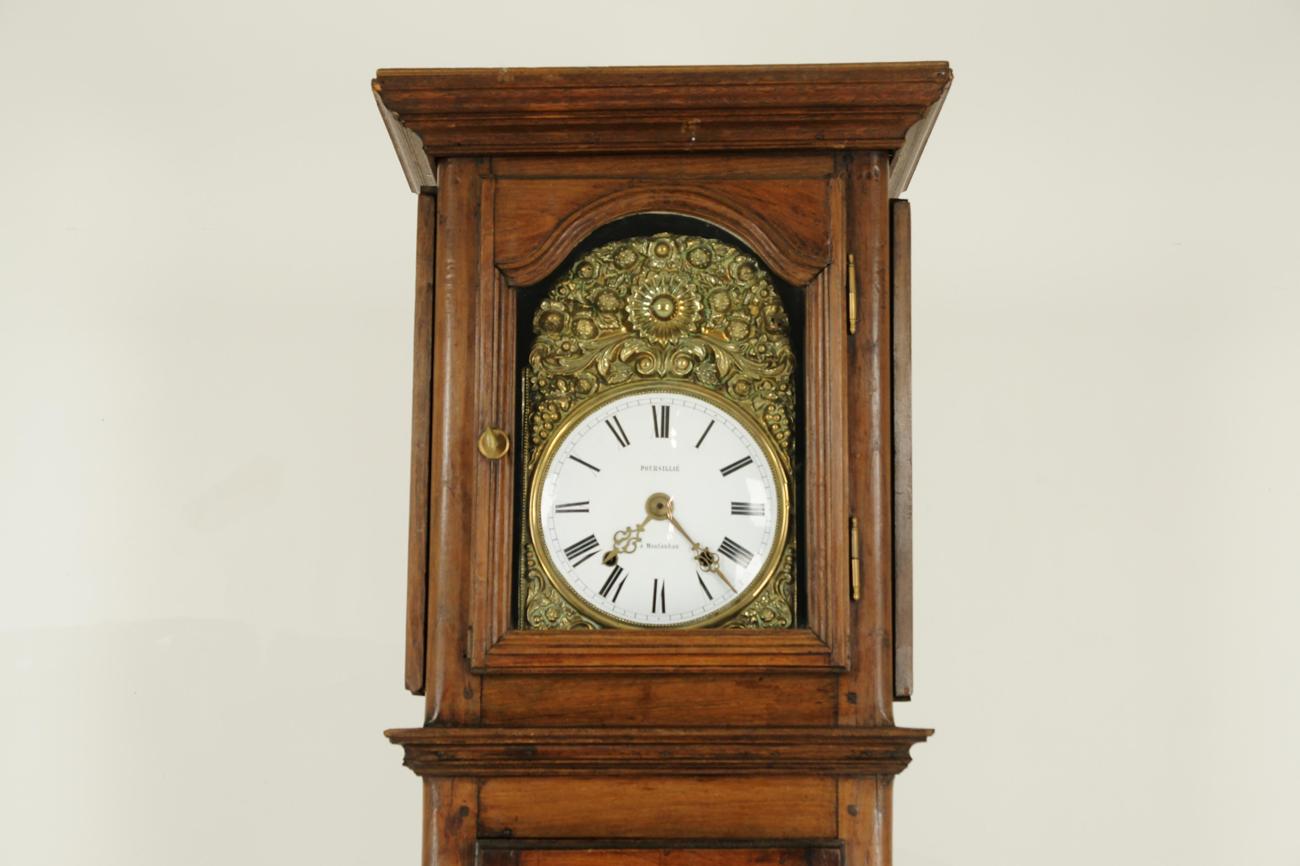 Antique Grandfather Clock, Long Case Clock, Walnut, France, 1880, B826