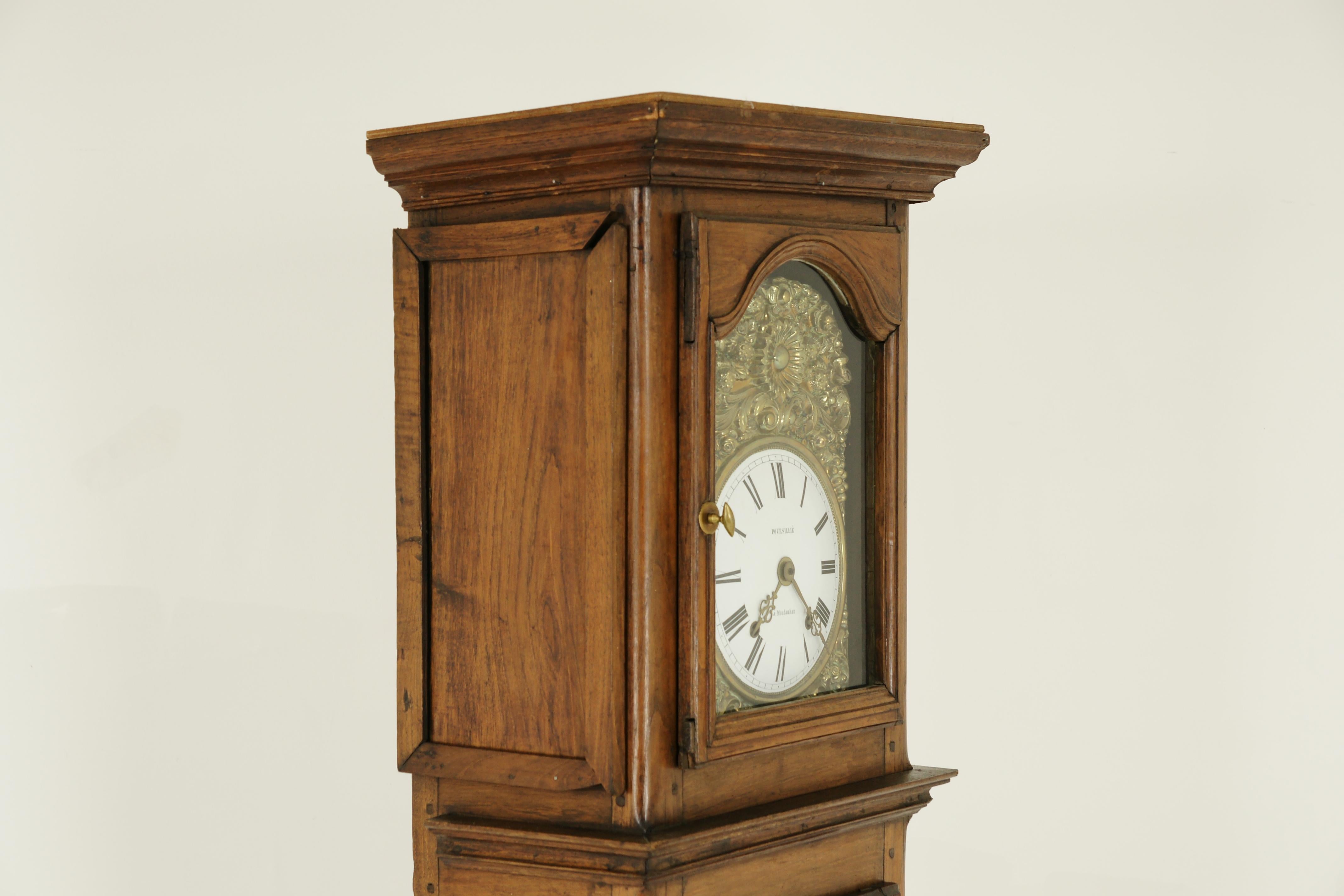 Antique Grandfather Clock, Long Case Clock, Walnut, France, 1880, B826