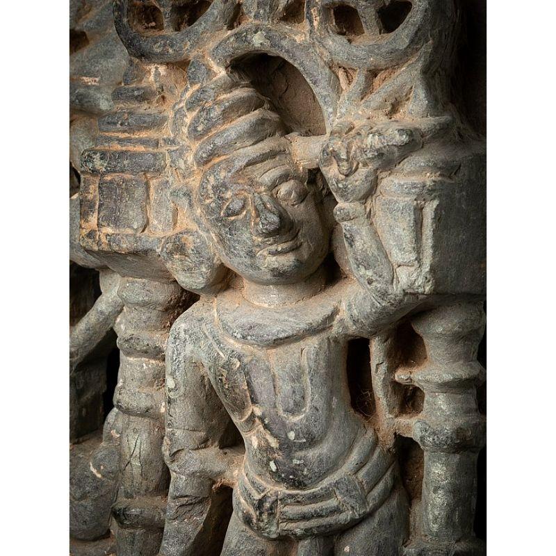 Wood Antique Granite Statue from Jain Temple from India For Sale