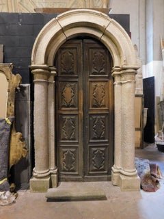 Antique Granite Stone Portal, Columns and Arch, 17th Century, Italy