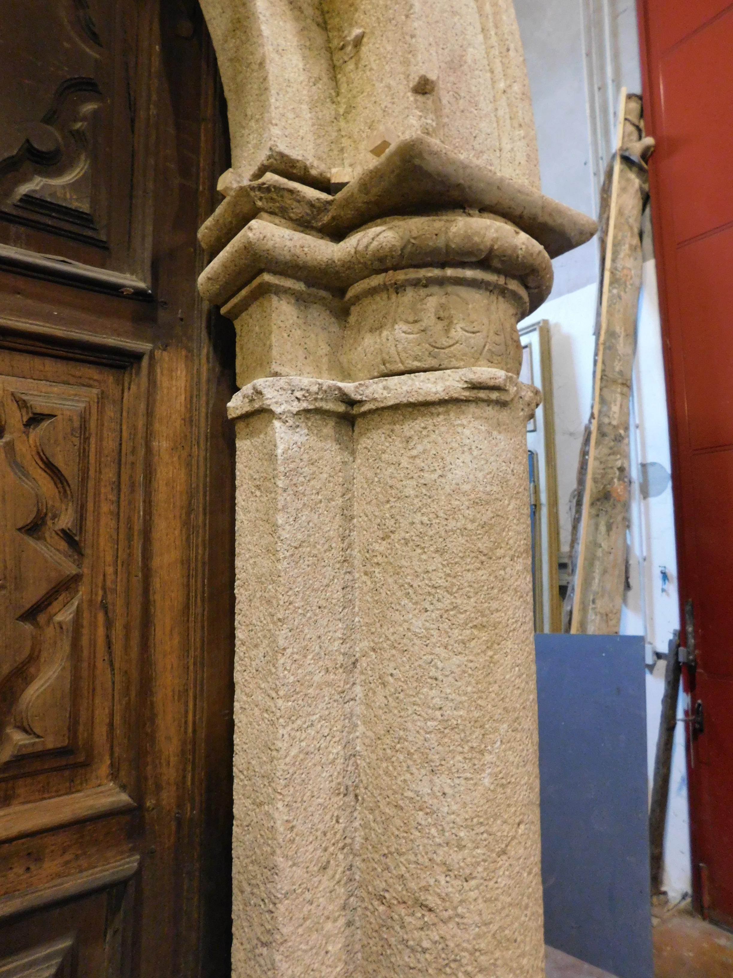 Italian Antique Granite Stone Portal, Columns and Arch, 17th Century, Italy