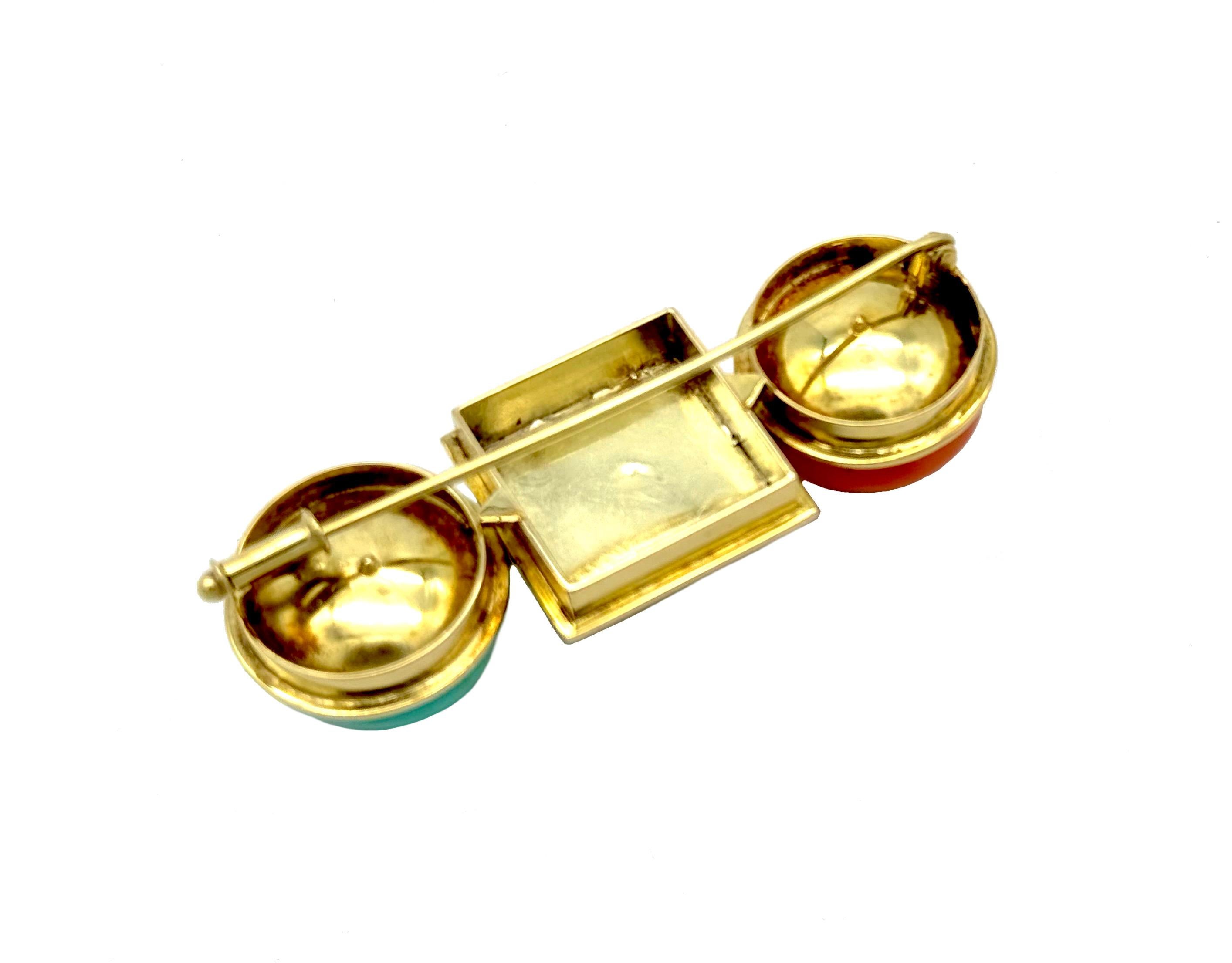 Art Déco Spilla antica in oro granulato 14K Magis Astrologo Stargazer Turqoise in vendita