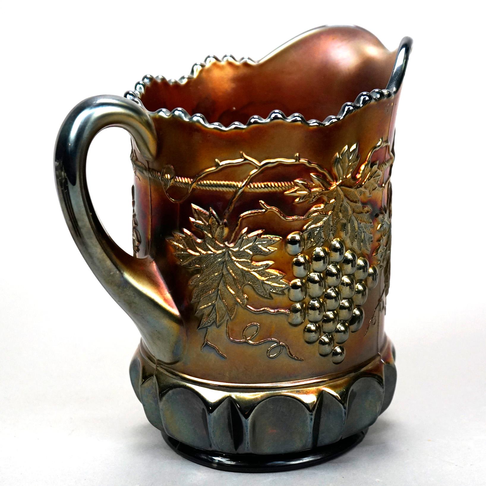 purple carnival glass pitcher
