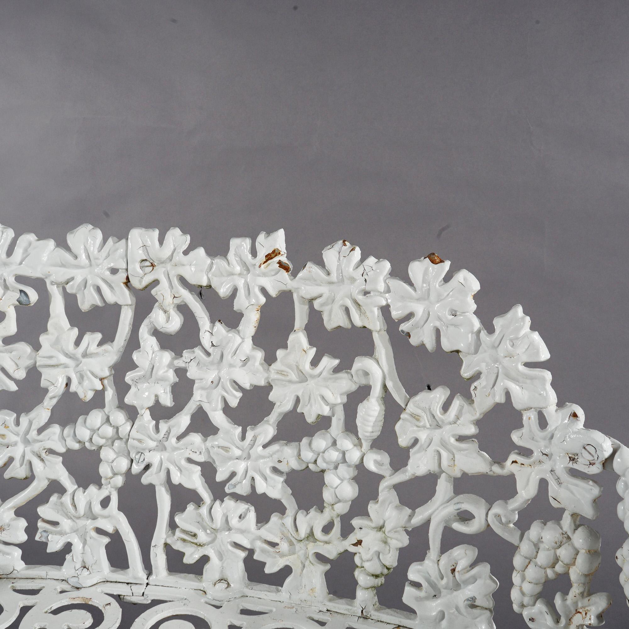 Antique Grape & Leaf Painted Cast Iron Garden Settee C1930 4