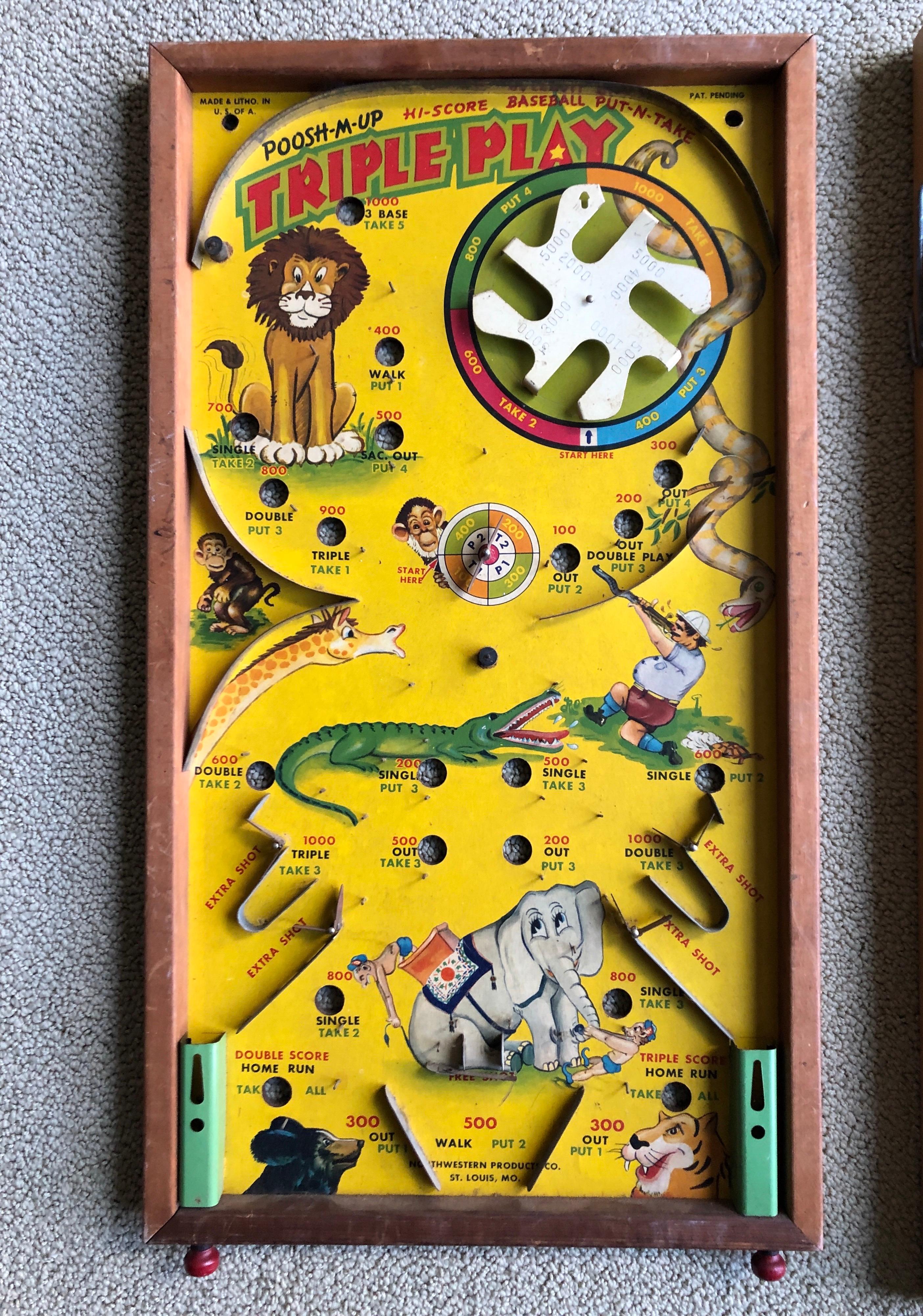 Machine-Made Antique Graphic Tabletop Pinball Game Collection '6'