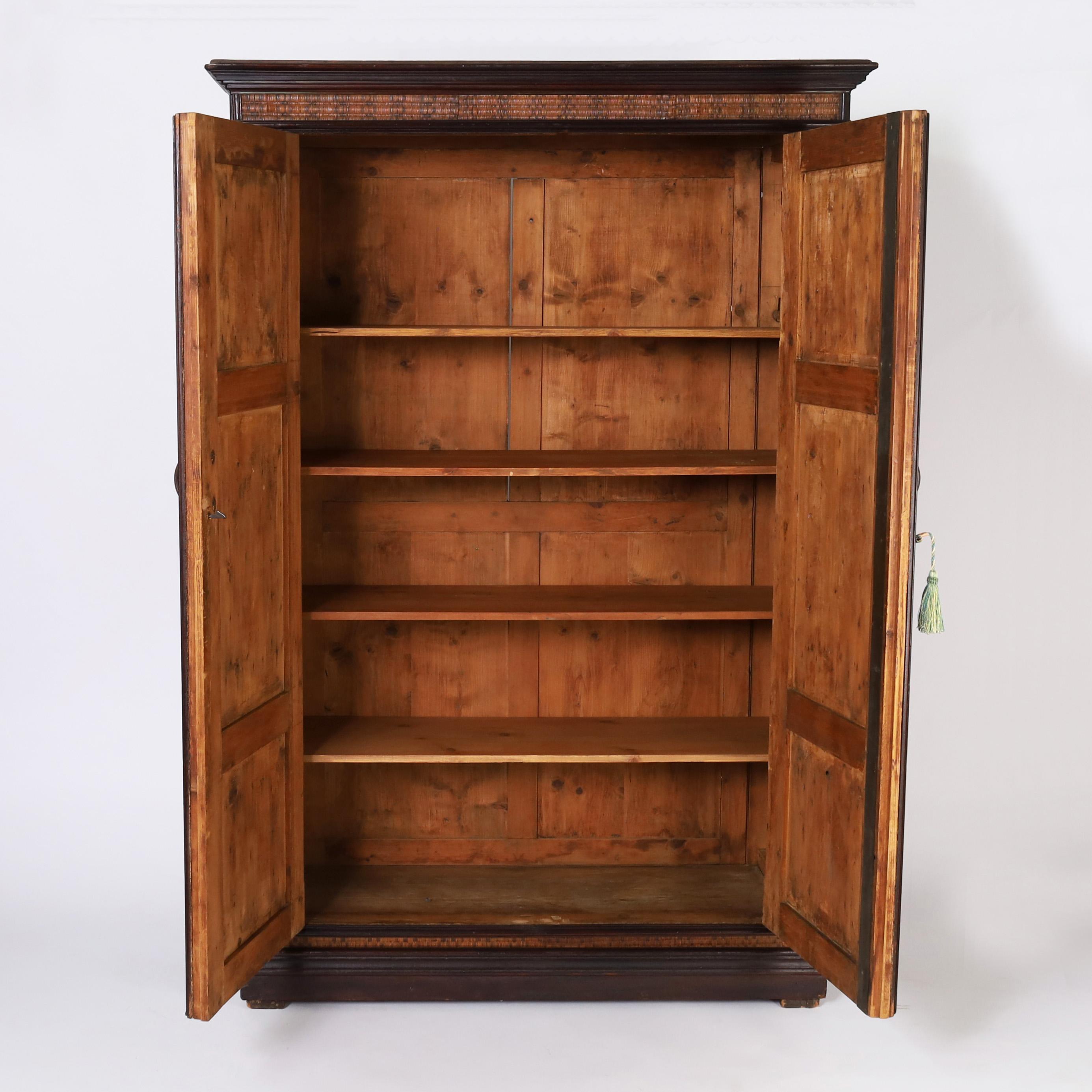 Napoleon III Antique Grasscloth Cabinet or Armoire For Sale
