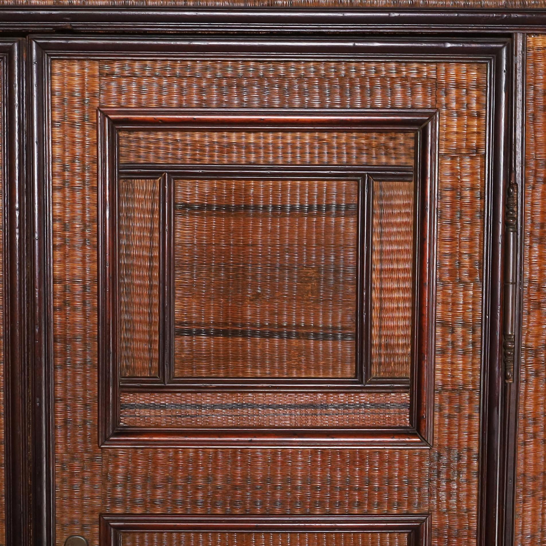 19th Century Antique Grasscloth Cabinet or Armoire For Sale