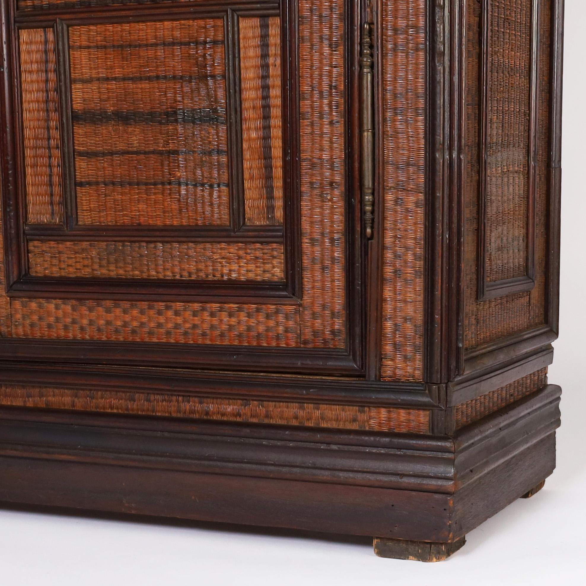 Antique Grasscloth Cabinet or Armoire For Sale 2