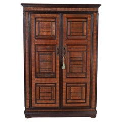 Antique Grasscloth Cabinet or Armoire