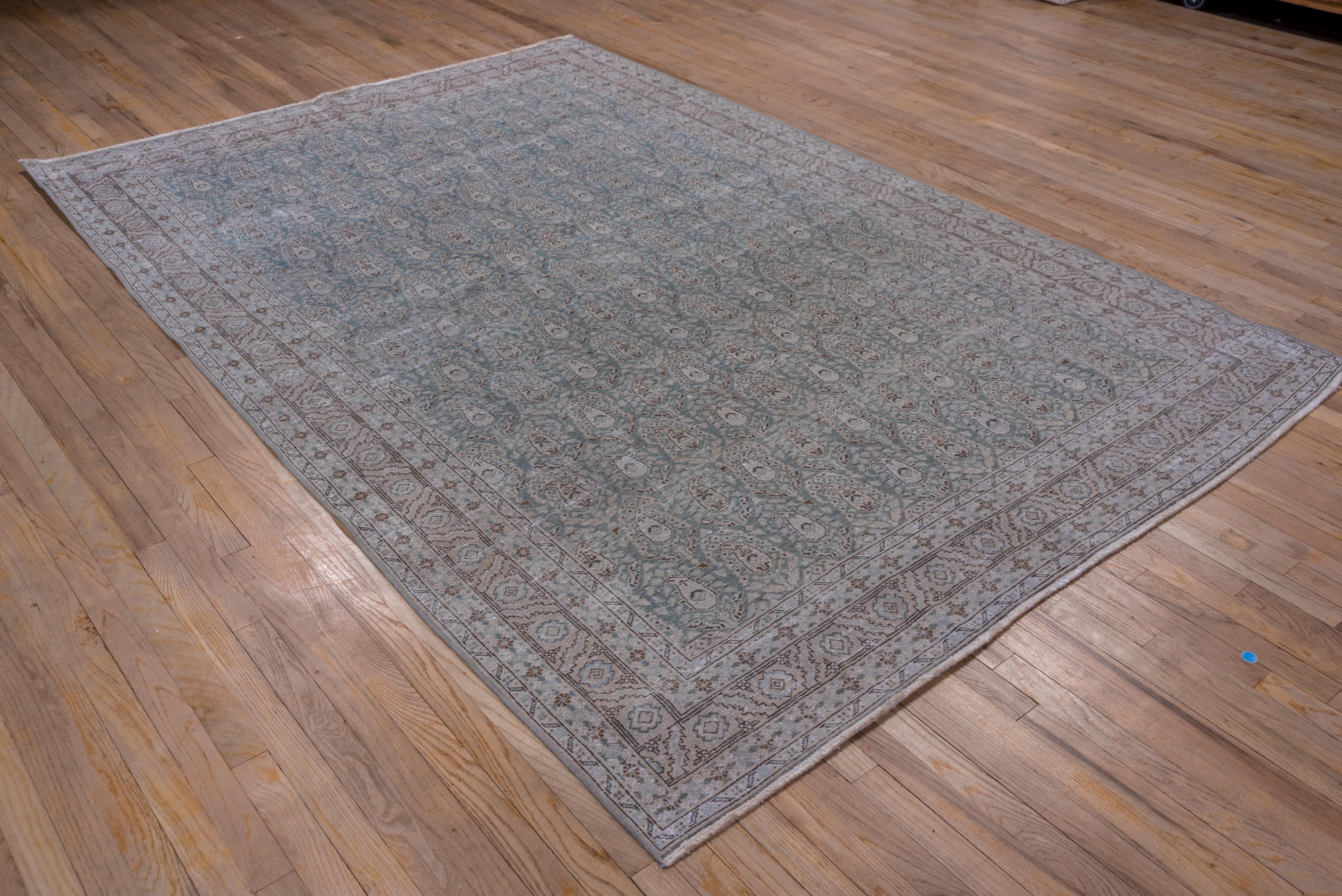 Wool Antique Gray & Blue Persian Tabriz Rug, Paisley Allover Field For Sale