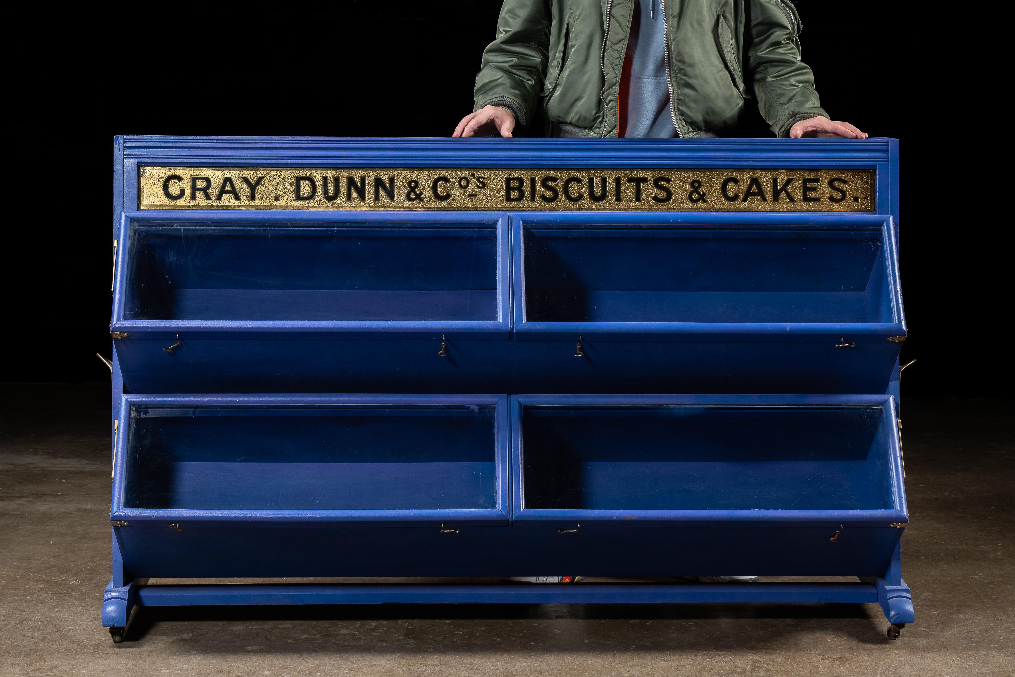 Antique Gray, Dunn & Co. Bakery Display Case in Blue For Sale 3