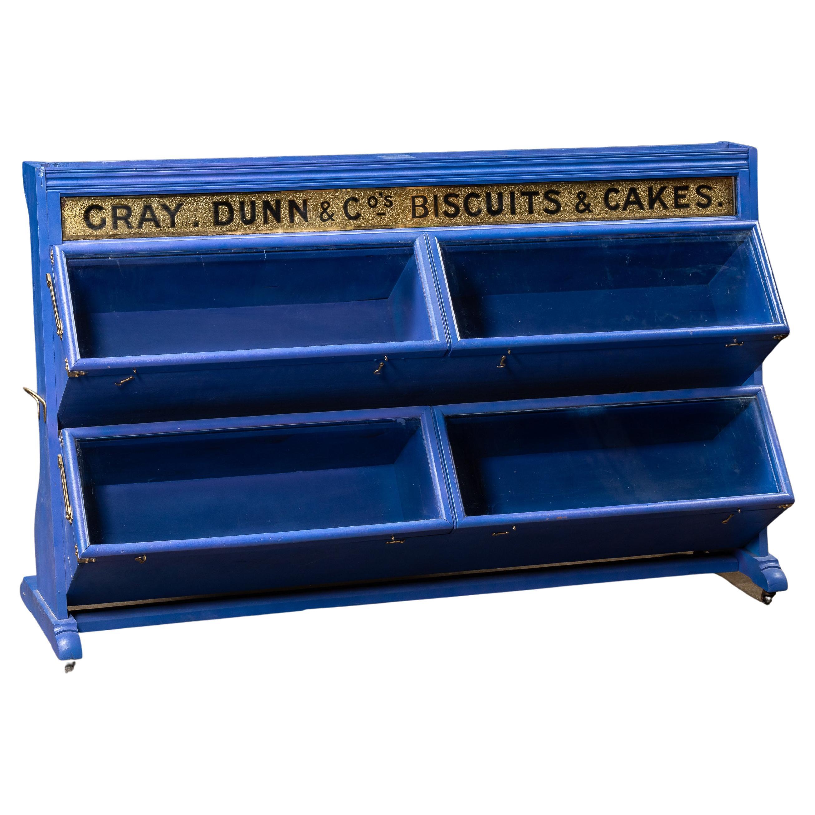 Antique Gray, Dunn & Co. Bakery Display Case in Blue For Sale