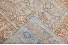Antique Gray Mahal Handmade Floral Pattern Persian Wool Rug