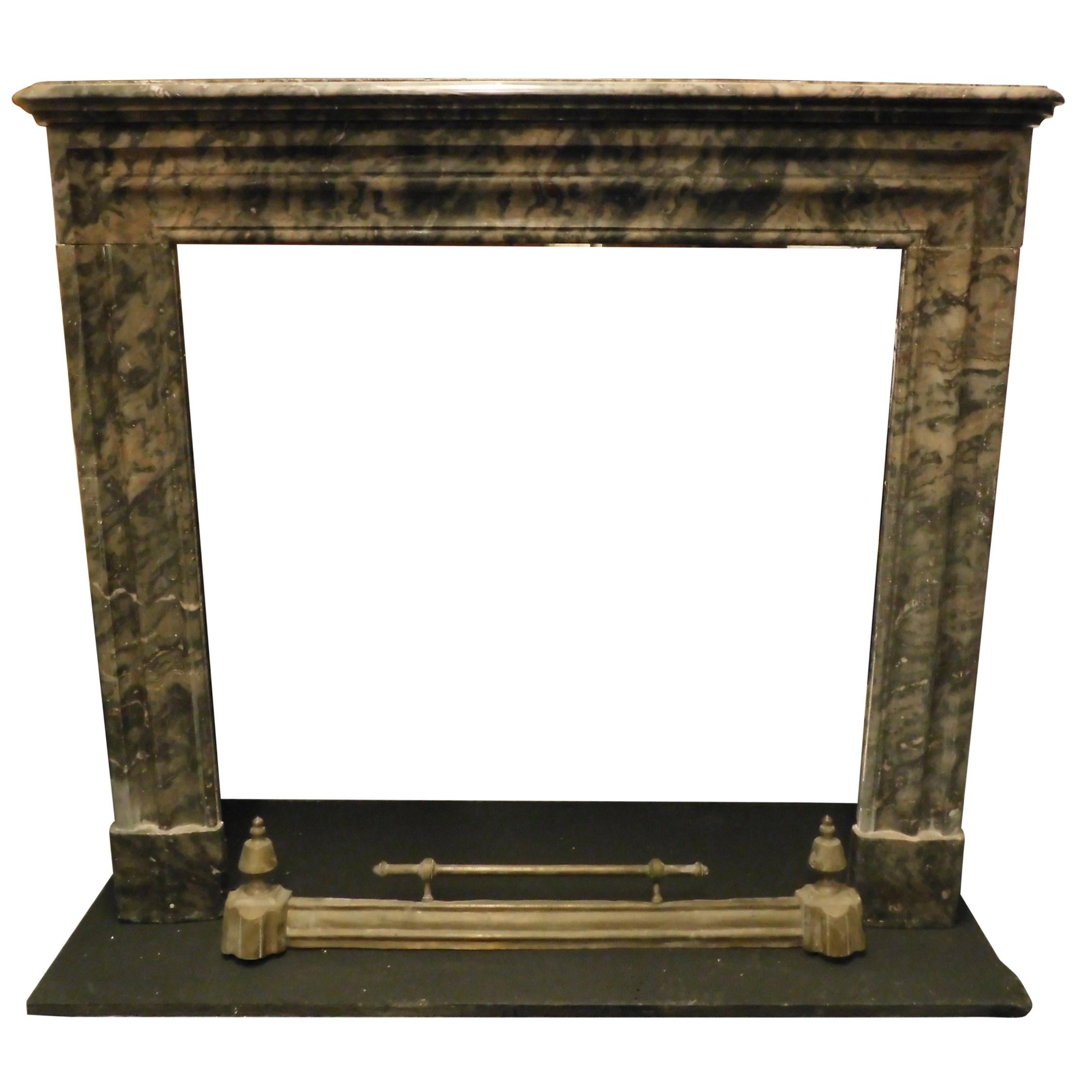 Antique Gray Marble Mantle Fireplace, 19th Century Italy