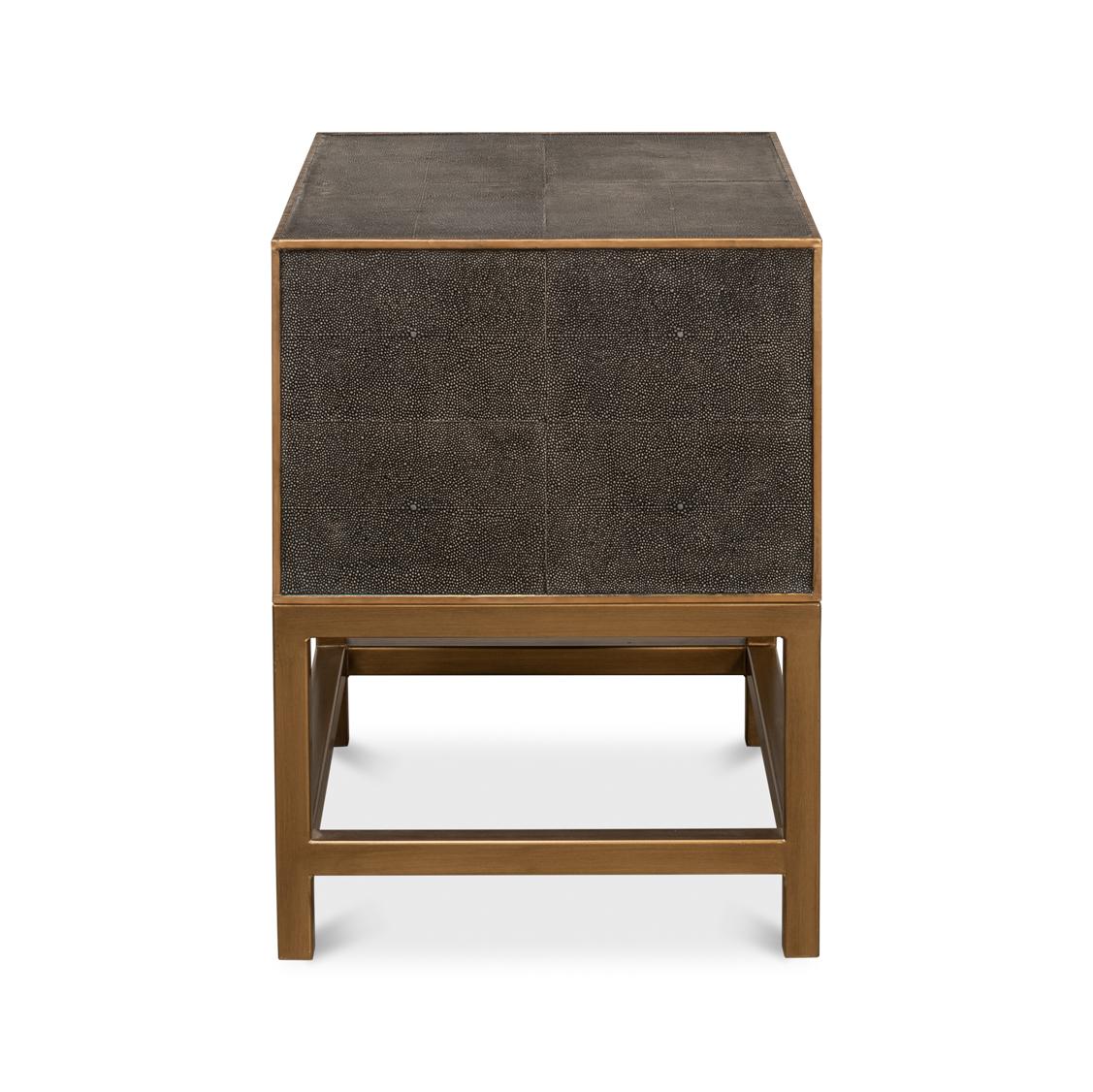 Leather Antique Gray Modern End Table For Sale
