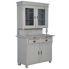 Antique Gray Painted Cuboard Cabinet, Romania circa 1880