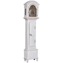 Antique Gray Painted Danish Grandfather Clock