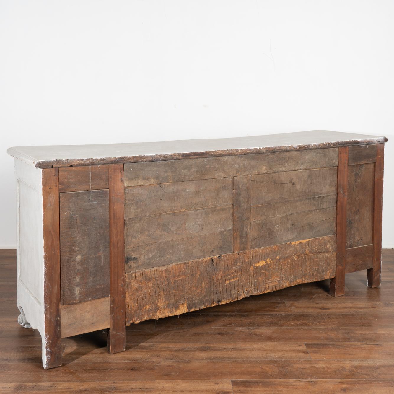 Antique Gray Painted French Oak Sideboard Buffet circa 1800s For Sale 9