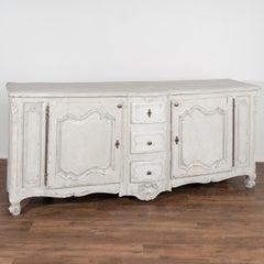Antique Gray Painted French Oak Sideboard Buffet circa 1800s