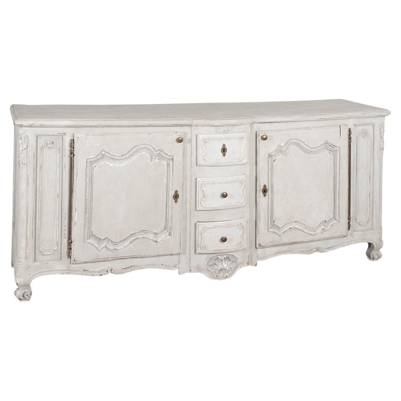 Antiguo aparador de roble francés pintado de gris Buffet circa 1800's