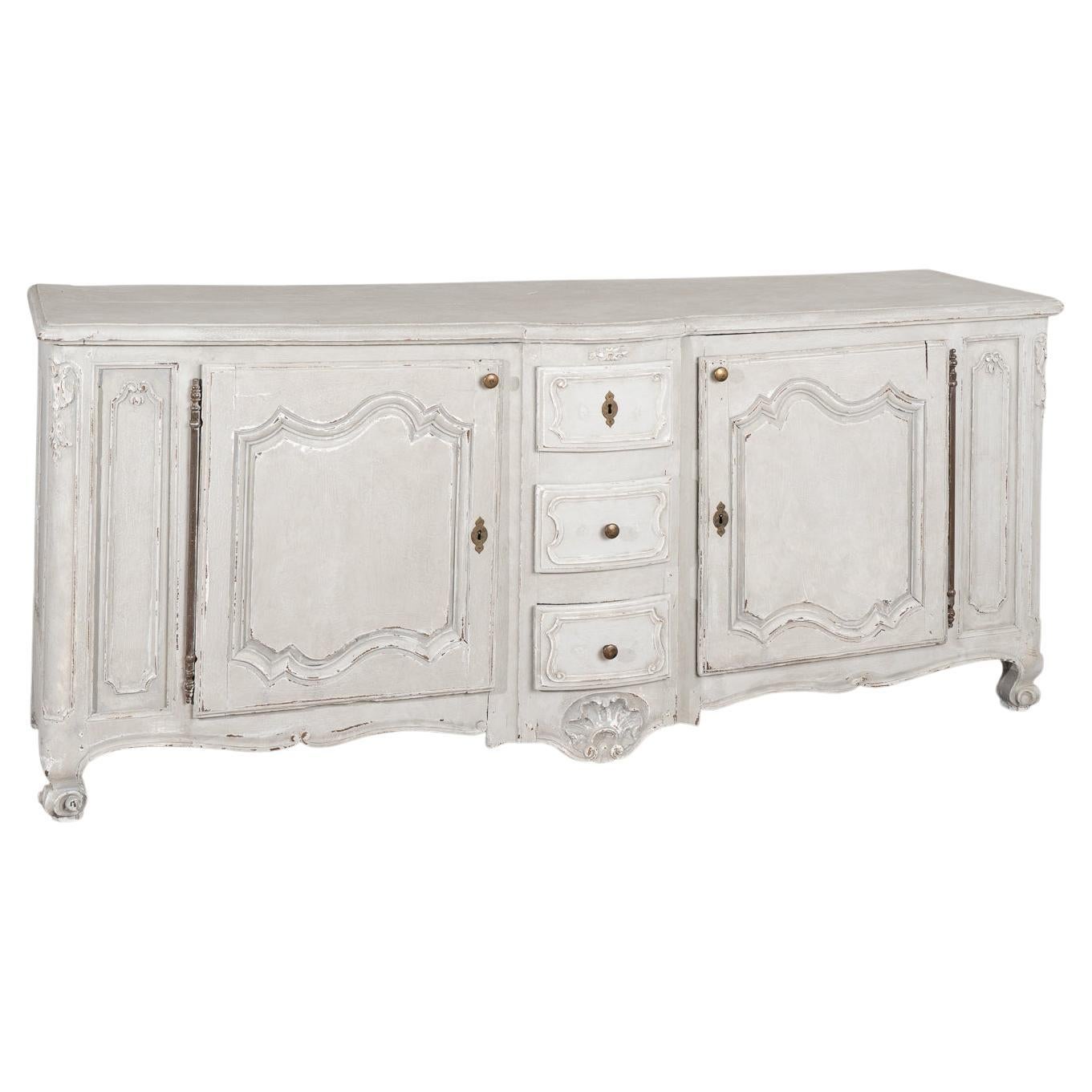 Antique Gray Painted French Oak Sideboard Buffet circa 1800s For Sale