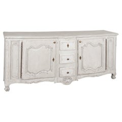 Antique Gray Painted French Oak Sideboard Buffet circa 1800s