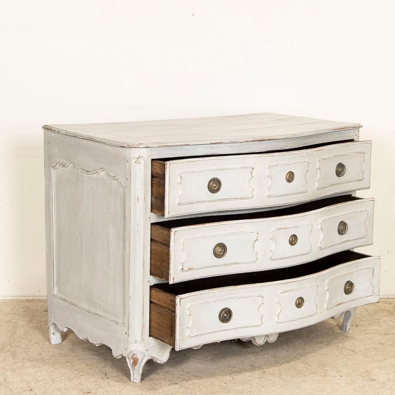 French Antique Gray Painted Oak Chest of 3 Drawers from France For Sale