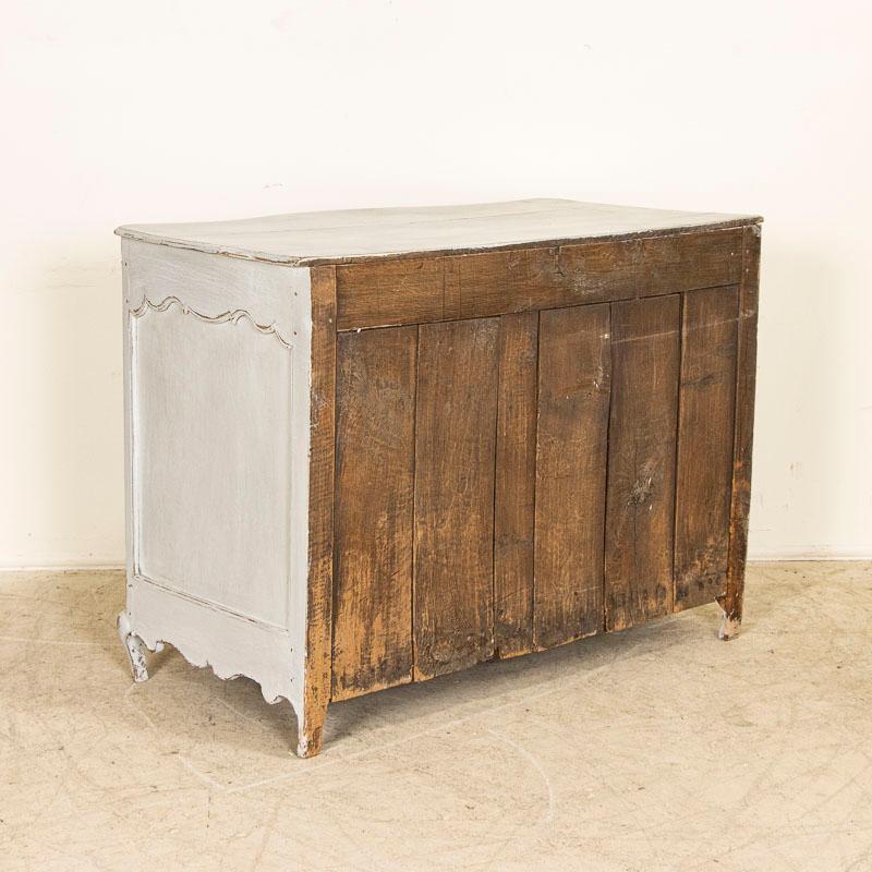 18th Century Antique Gray Painted Oak Chest of 3 Drawers from France For Sale