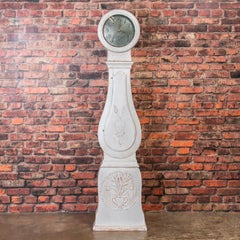 Antique Gray Painted Swedish Mora Grandfather Clock
