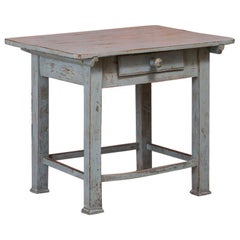 Antique Gray Painted Swedish Side Table