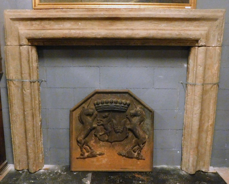 Antique Gray Stone Fireplace Mantel Salvator Rosa 600 Italy For