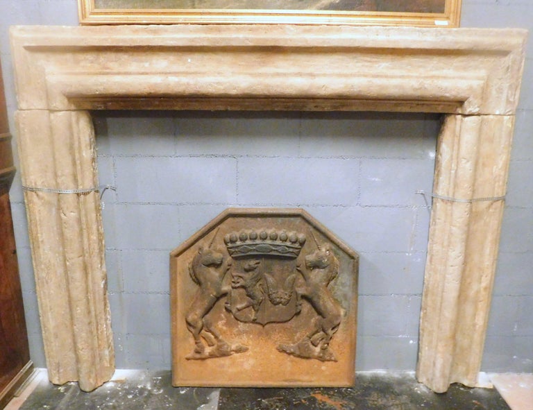 Antique Gray Stone Fireplace Mantel Salvator Rosa 600 Italy For