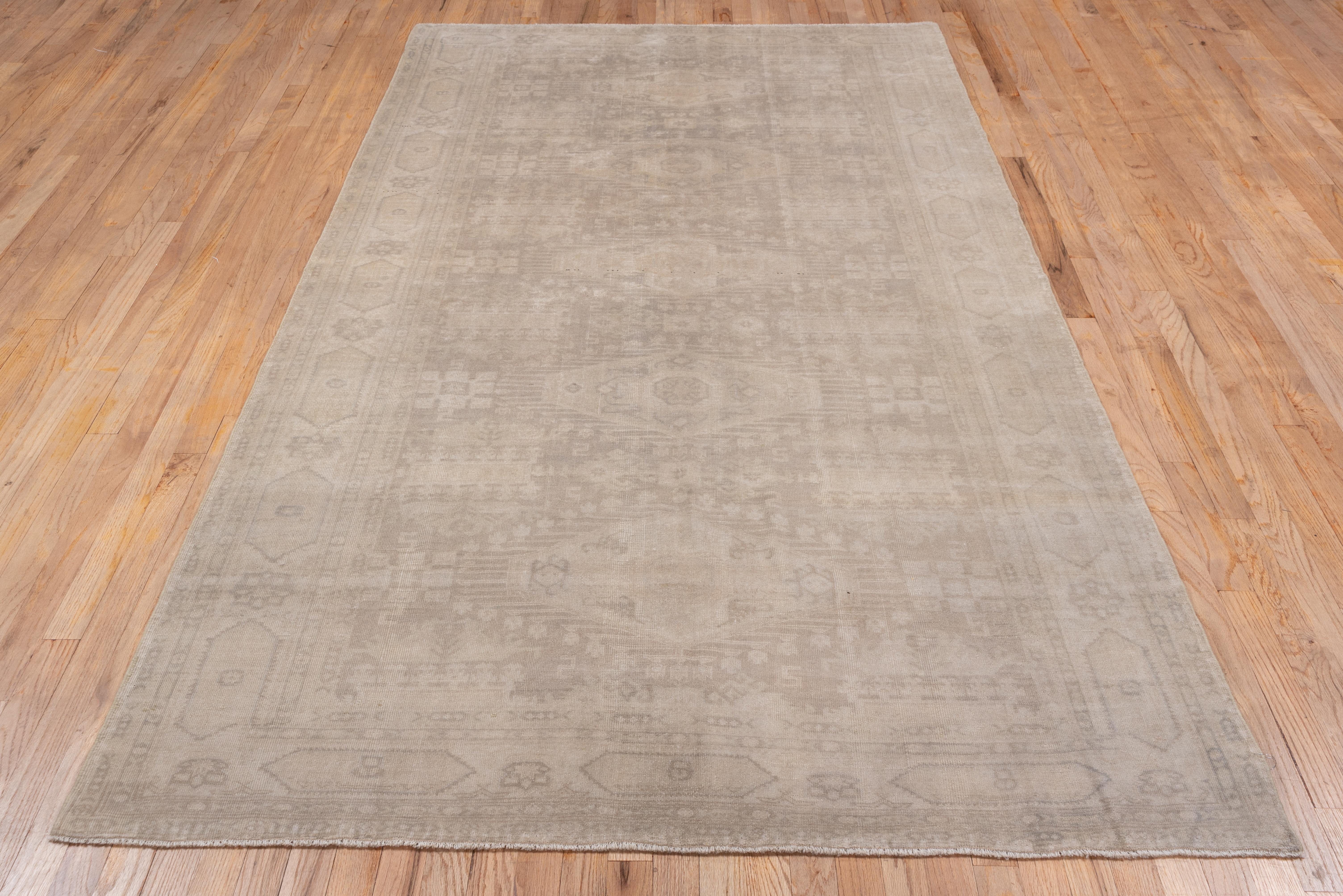 Tribale Tappeto turco Sivas grigio antico, campo grigio, bordi avorio