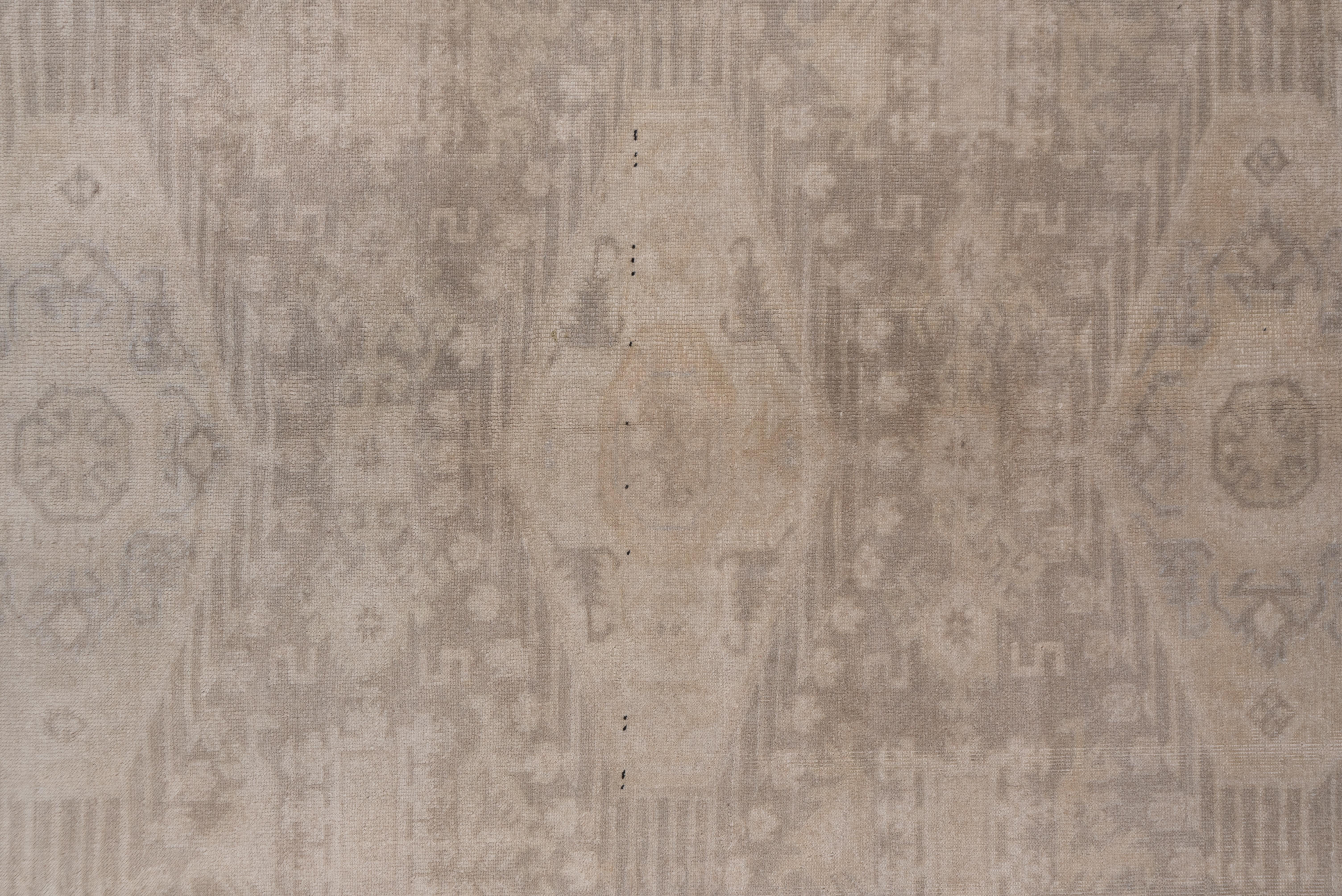 Hand-Knotted Antique Gray Turkish Sivas Rug, Gray Field, Ivory Borders For Sale